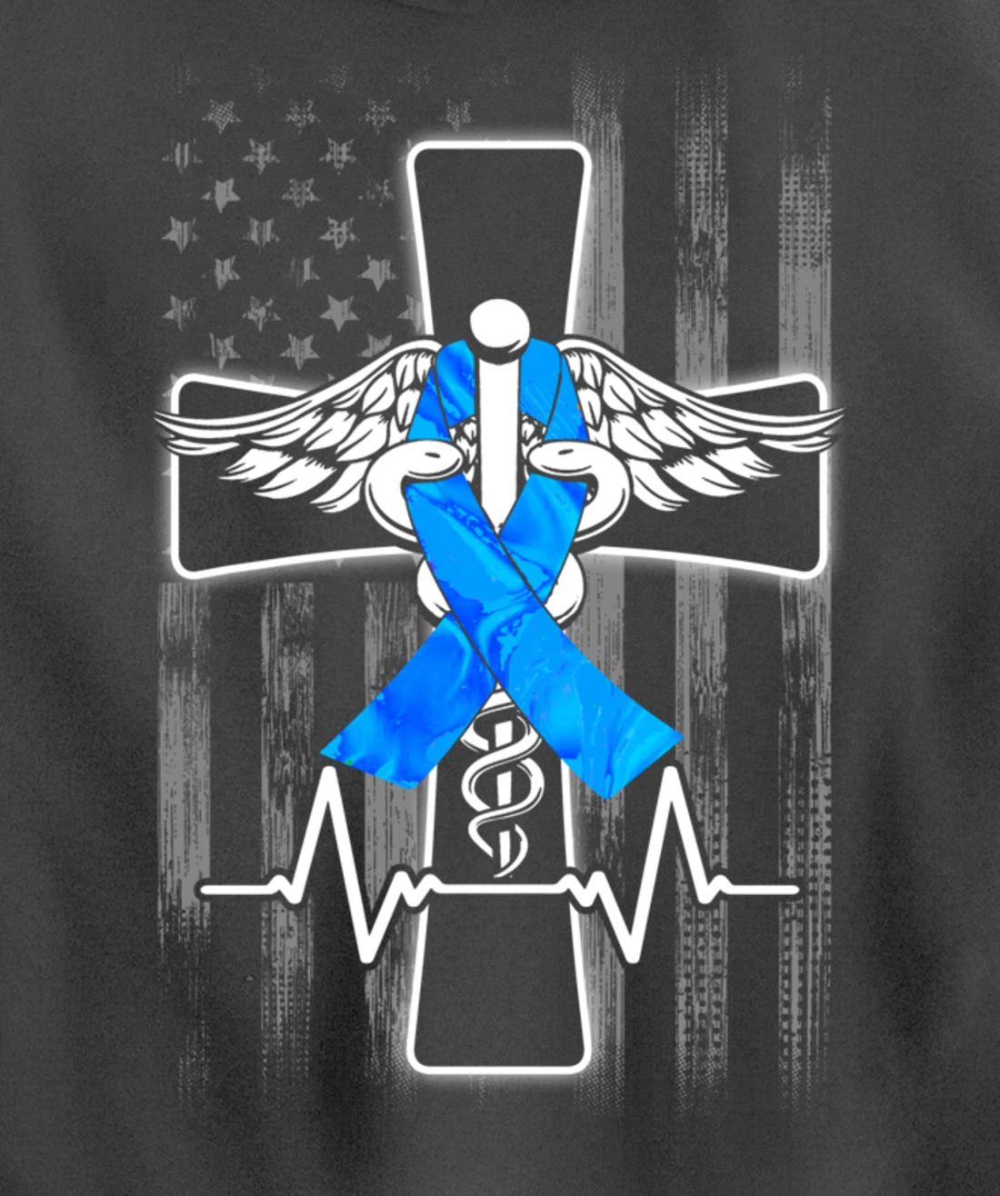 Nurse Diabetes Awareness Cross Flag RN CDN ER CNA Gifts Pullover Hoodie