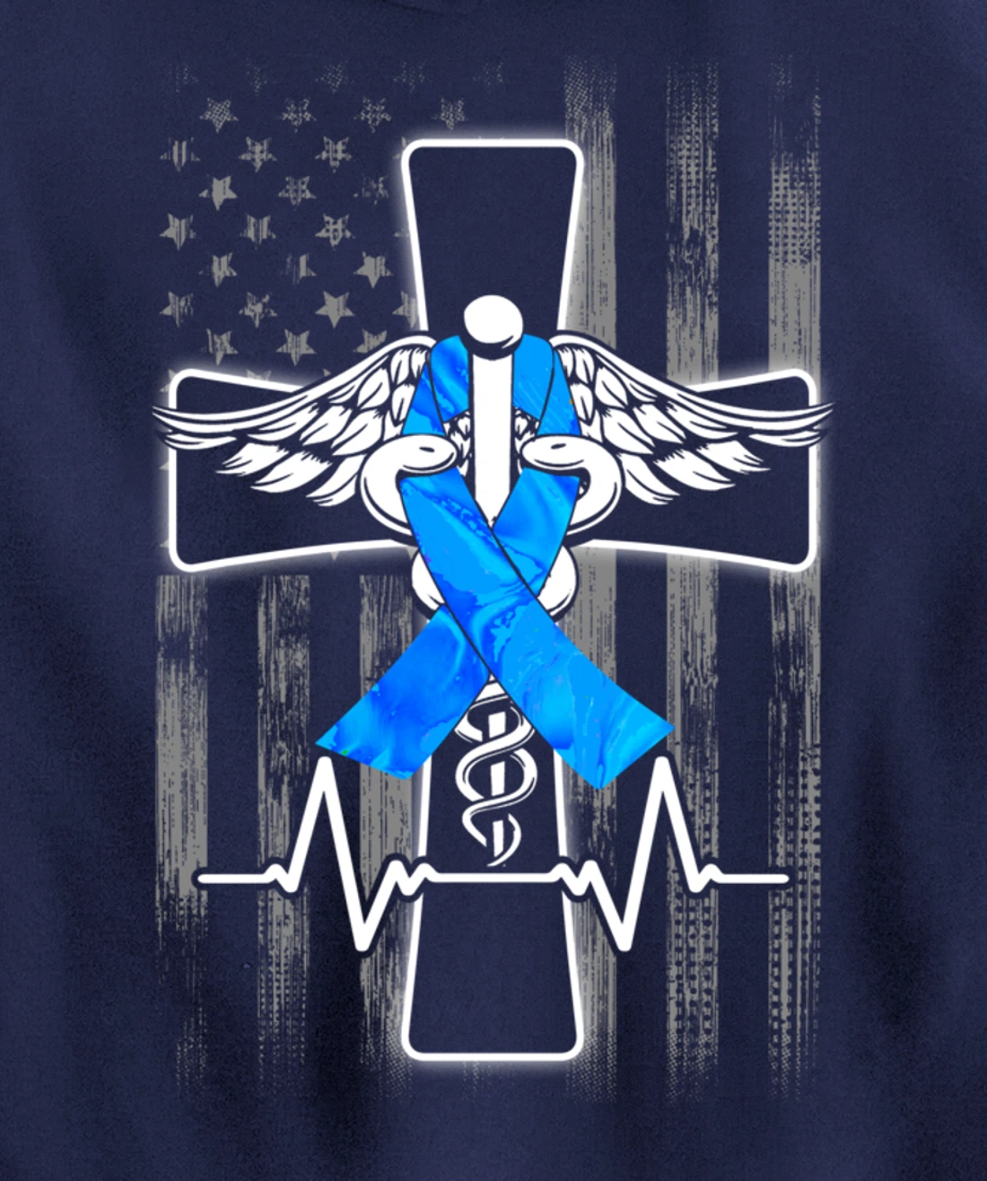 Nurse Diabetes Awareness Cross Flag RN CDN ER CNA Gifts Pullover Hoodie