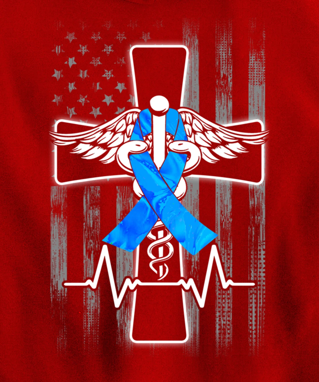 Nurse Diabetes Awareness Cross Flag RN CDN ER CNA Gifts Pullover Hoodie