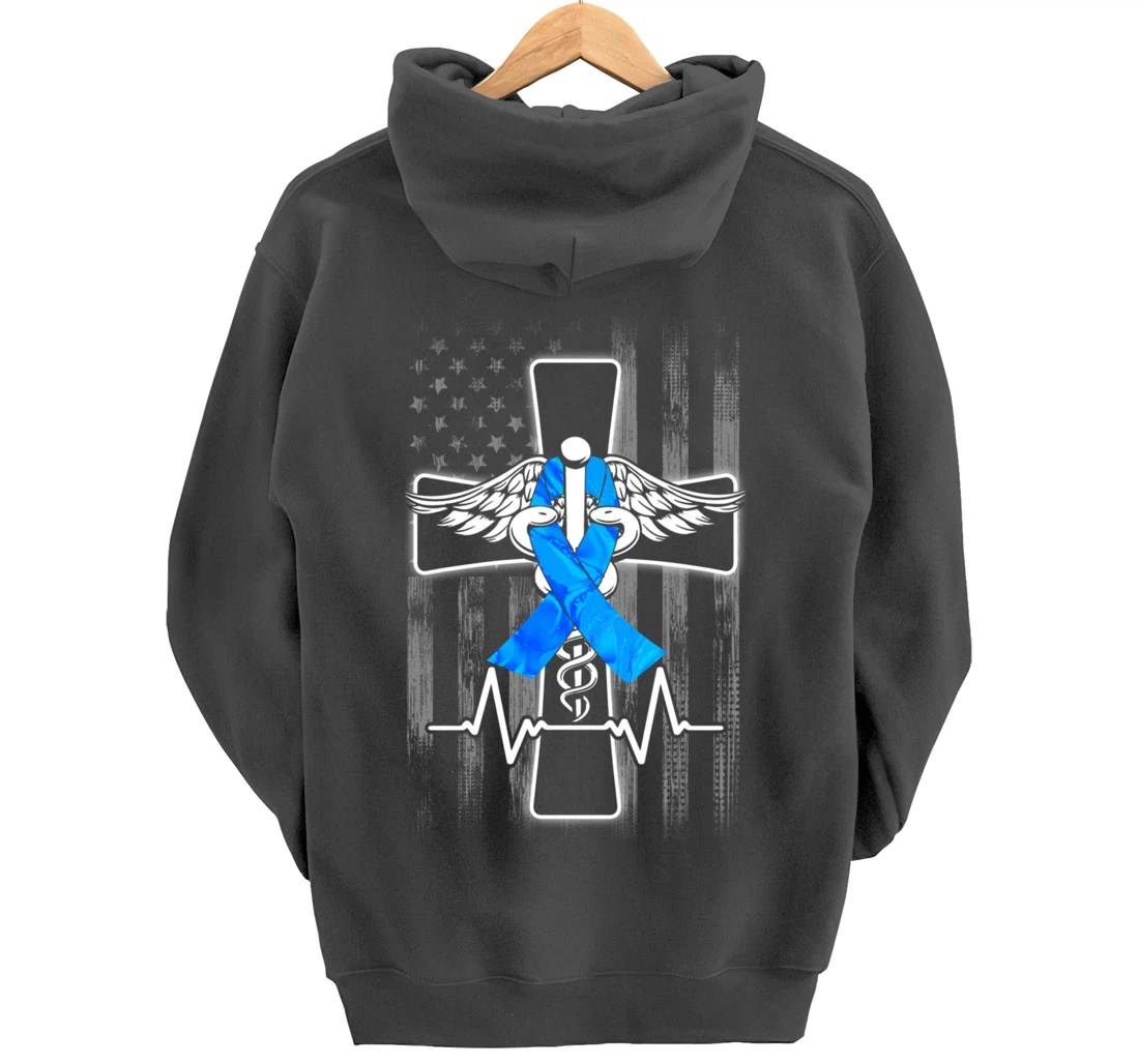 Nurse Diabetes Awareness Cross Flag RN CDN ER CNA Gifts Pullover Hoodie