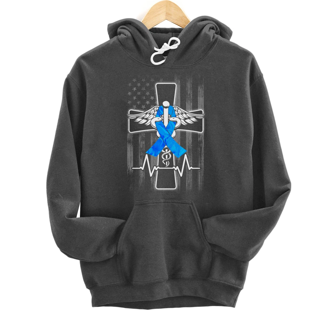 Nurse Diabetes Awareness Cross Flag RN CDN ER CNA Gifts Pullover Hoodie