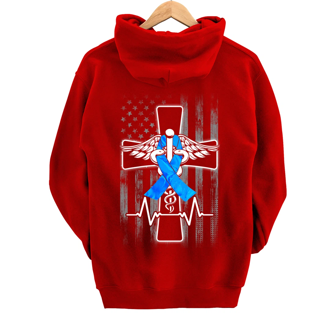 Nurse Diabetes Awareness Cross Flag RN CDN ER CNA Gifts Pullover Hoodie