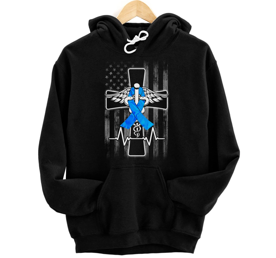 Nurse Diabetes Awareness Cross Flag RN CDN ER CNA Gifts Pullover Hoodie