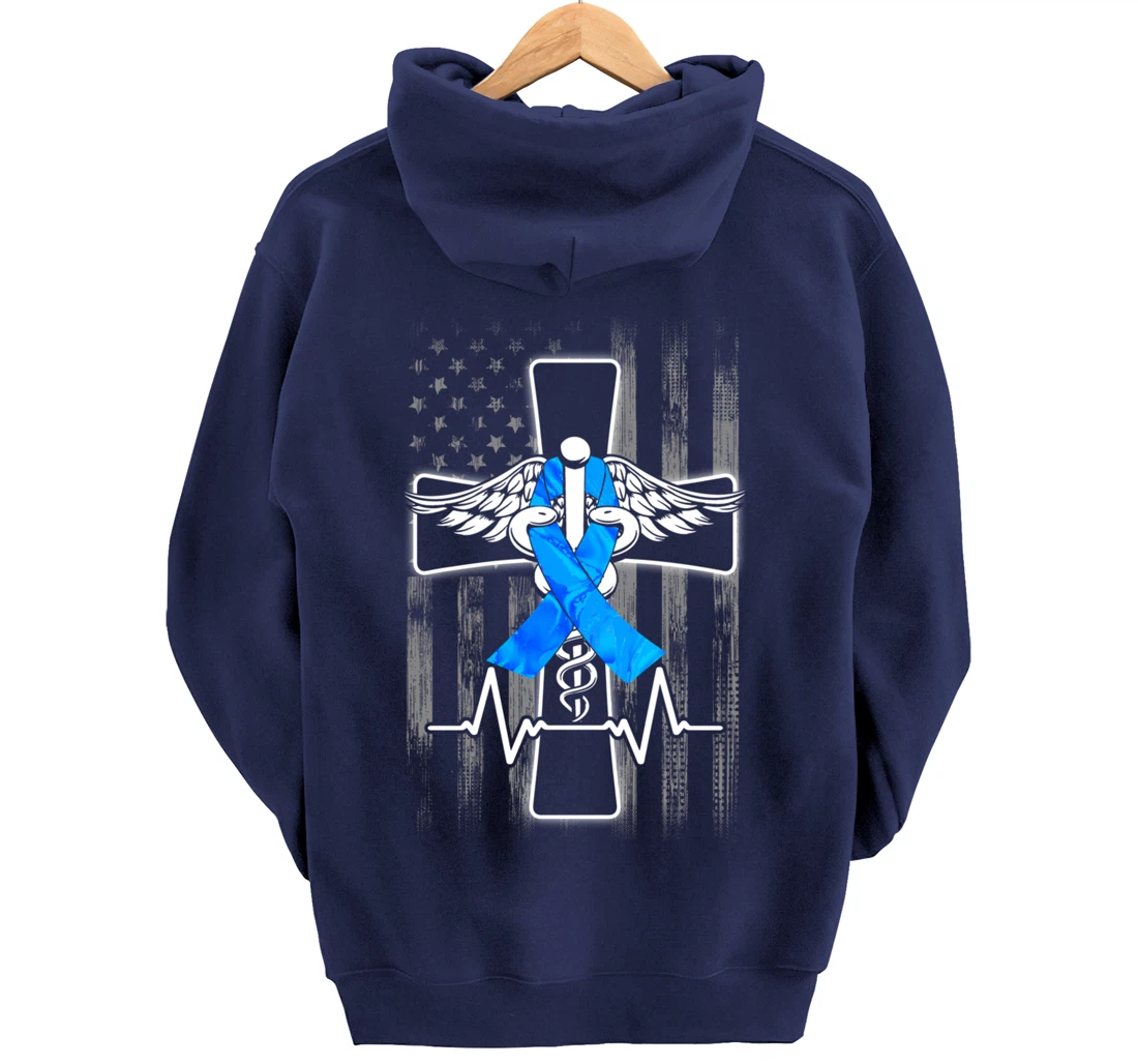 Nurse Diabetes Awareness Cross Flag RN CDN ER CNA Gifts Pullover Hoodie