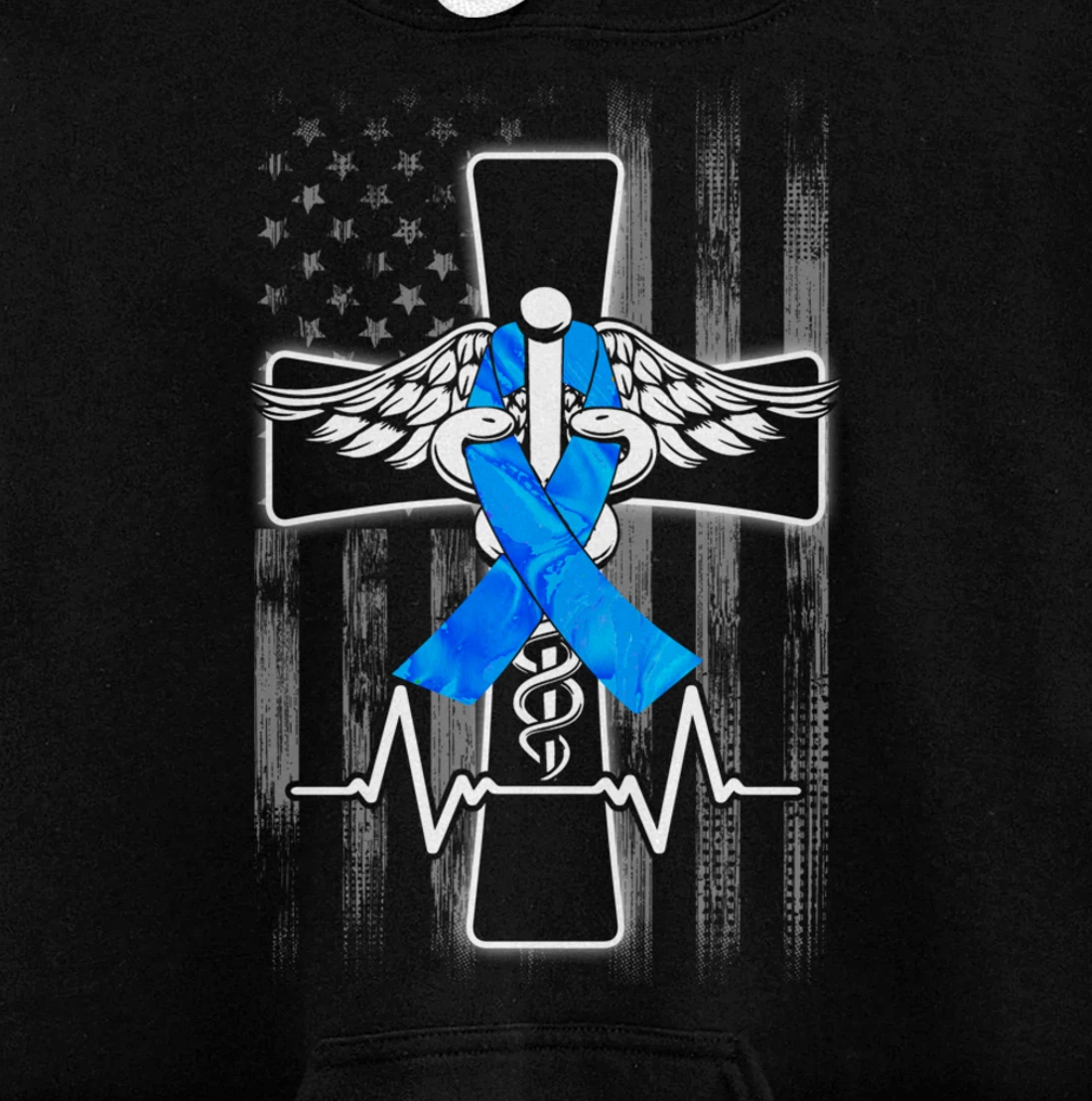 Nurse Diabetes Awareness Cross Flag RN CDN ER CNA Gifts Pullover Hoodie