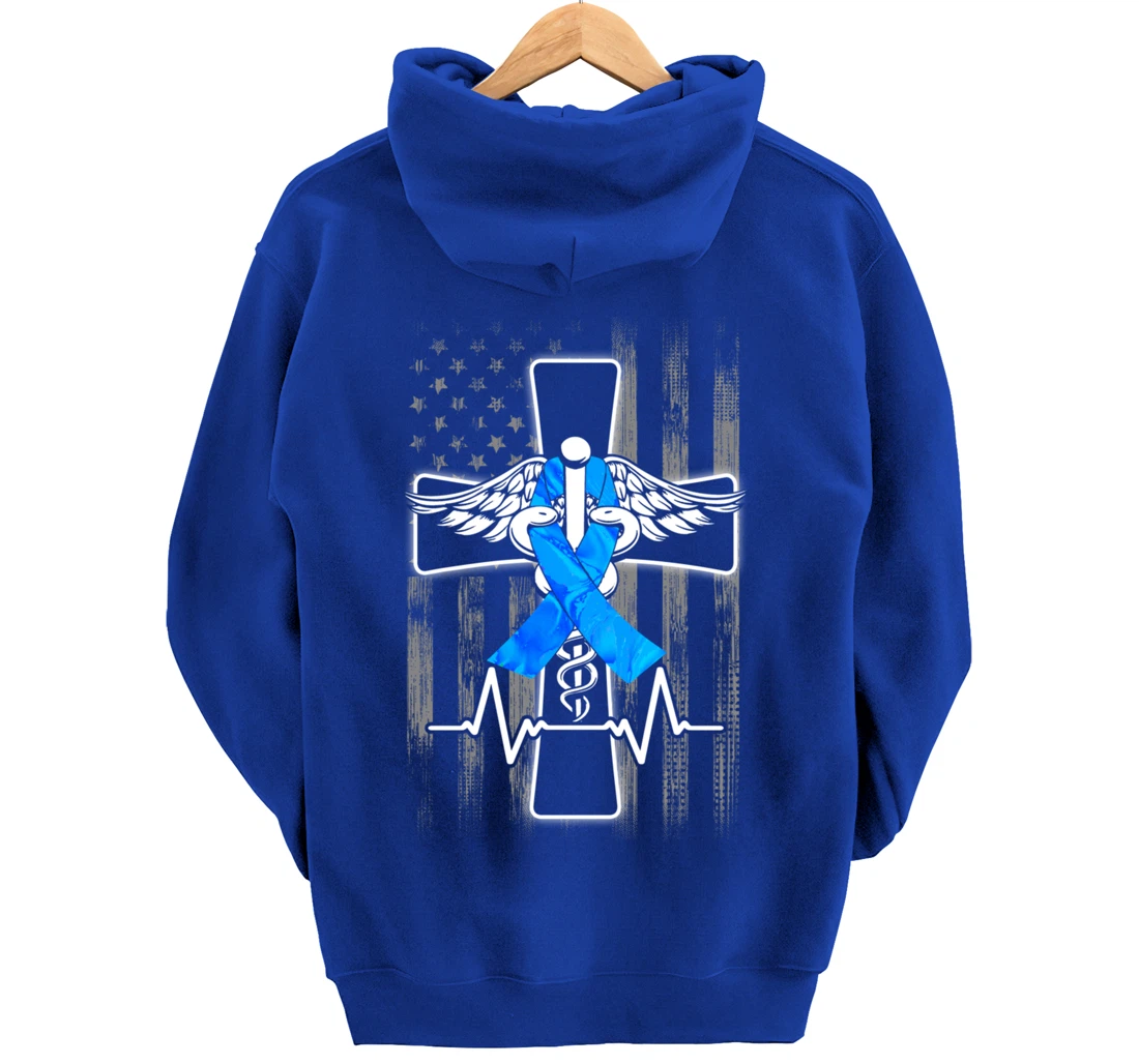 Nurse Diabetes Awareness Cross Flag RN CDN ER CNA Gifts Pullover Hoodie