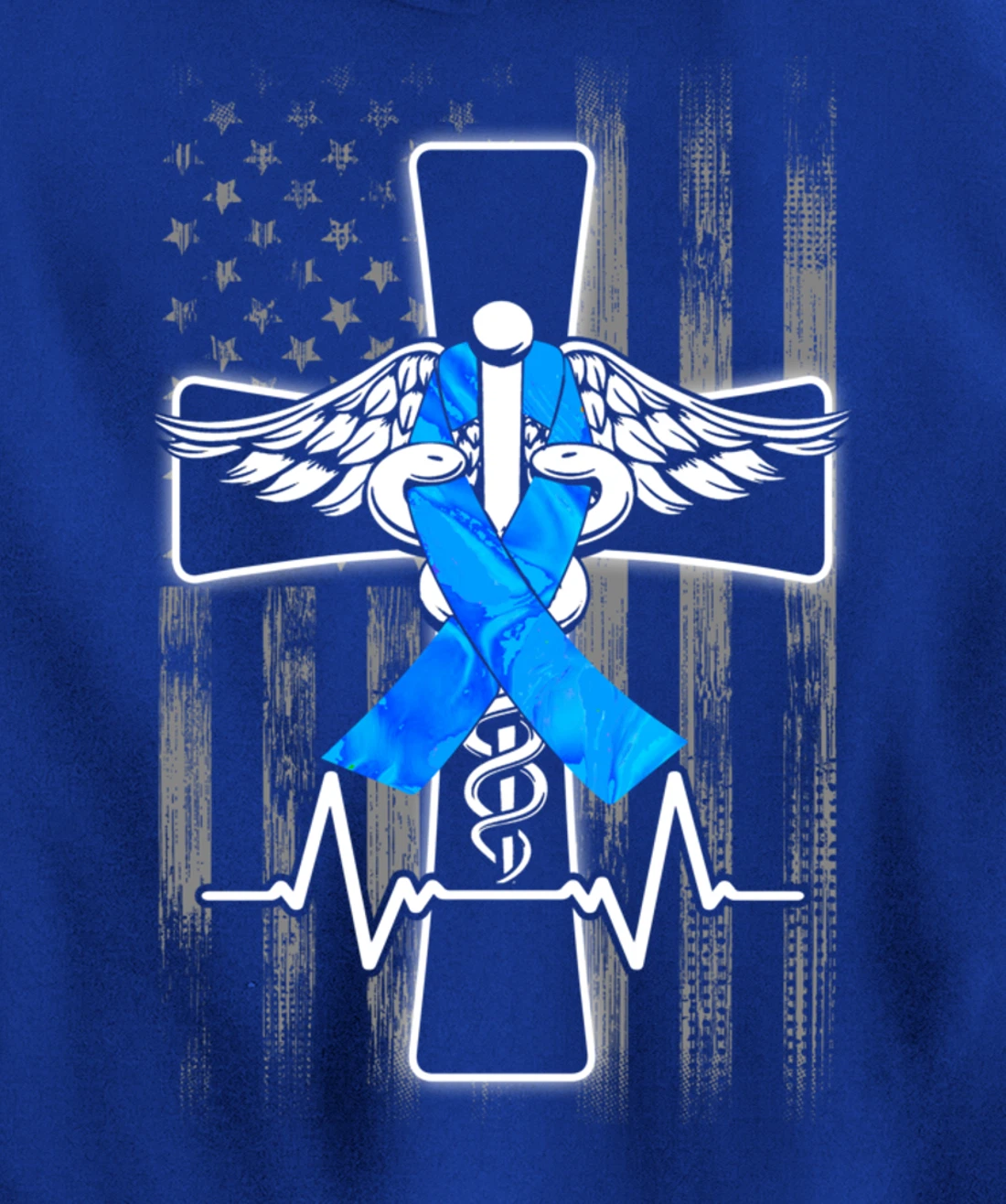 Nurse Diabetes Awareness Cross Flag RN CDN ER CNA Gifts Pullover Hoodie