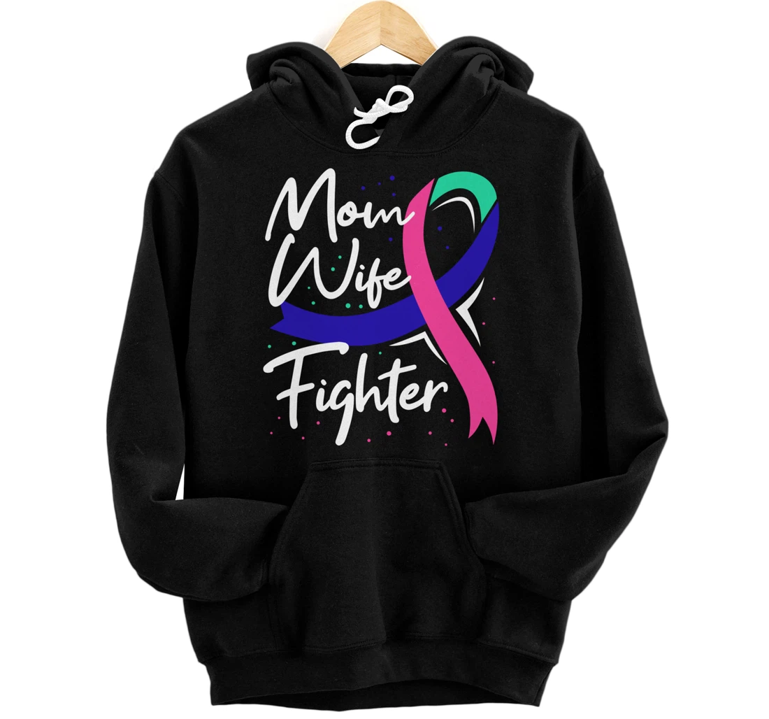 Thyroid Cancer Mom Wife Awareness Ribbon Gift Pullover Hoodie