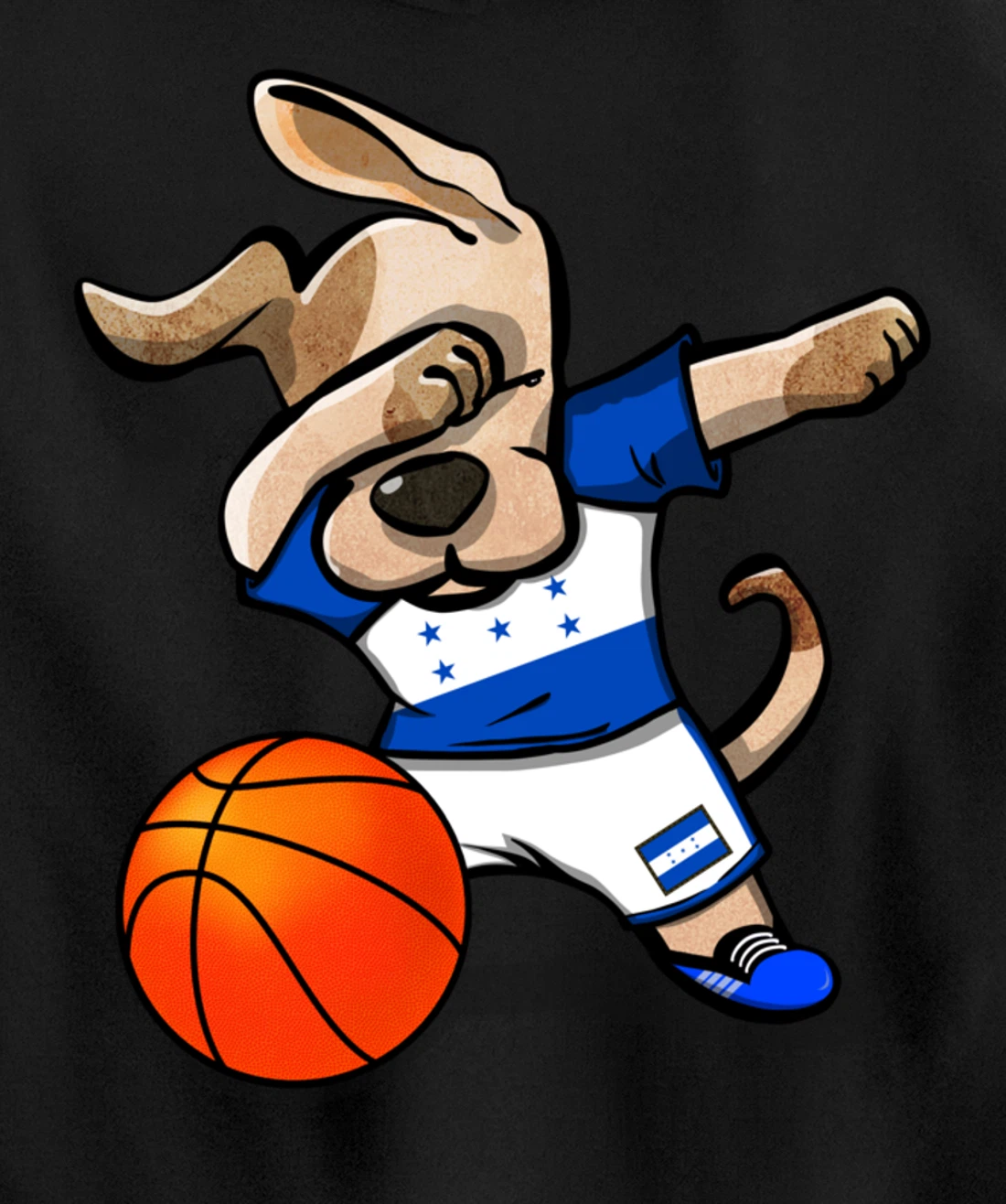Dabbing Dog Honduras Basketball - Honduran Flag Sport Lover Pullover Hoodie