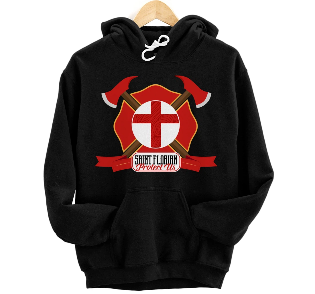 St Florian Patron Saint of Firefighters Shield Catholic Pullover Hoodie
