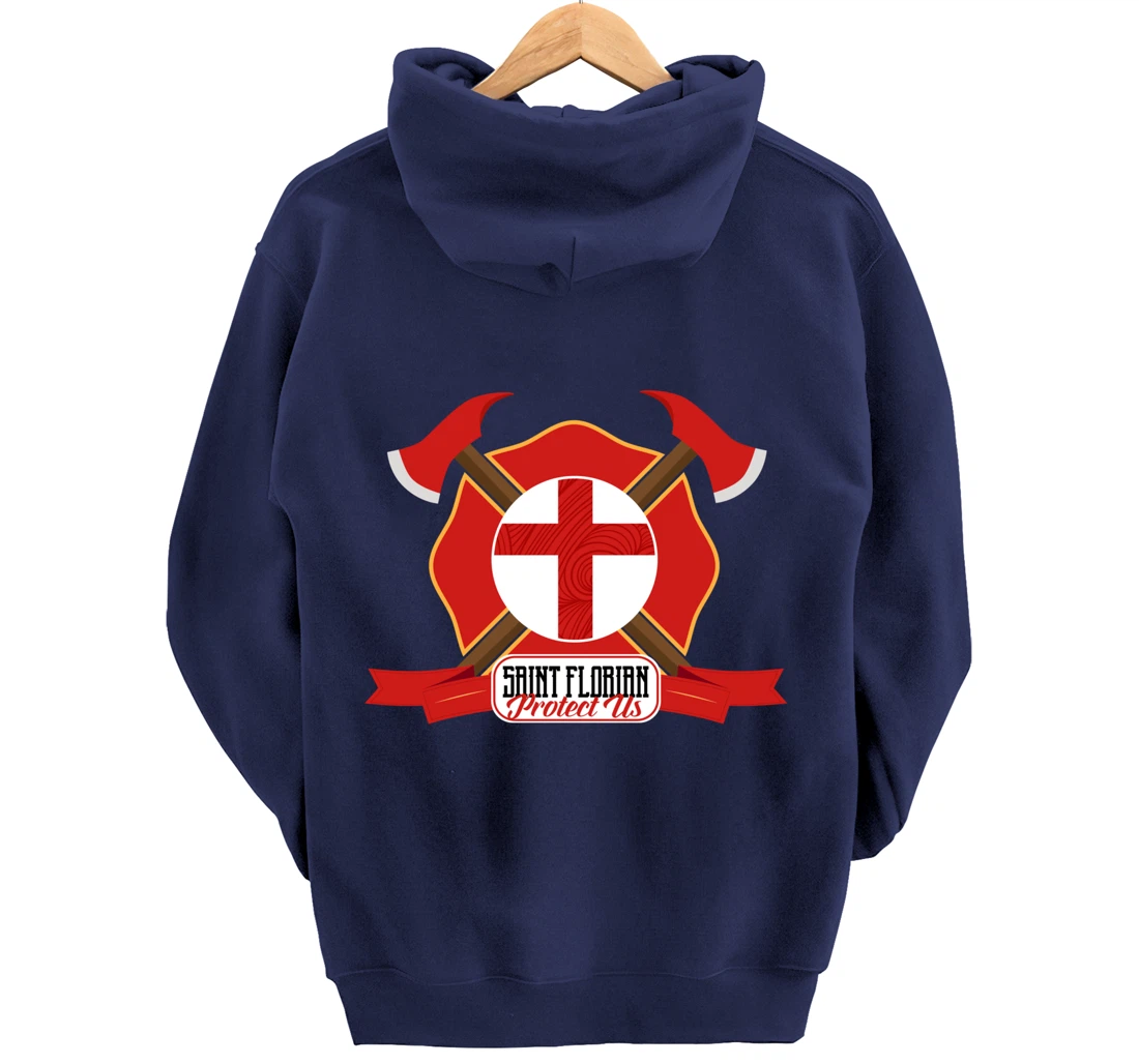 St Florian Patron Saint of Firefighters Shield Catholic Pullover Hoodie