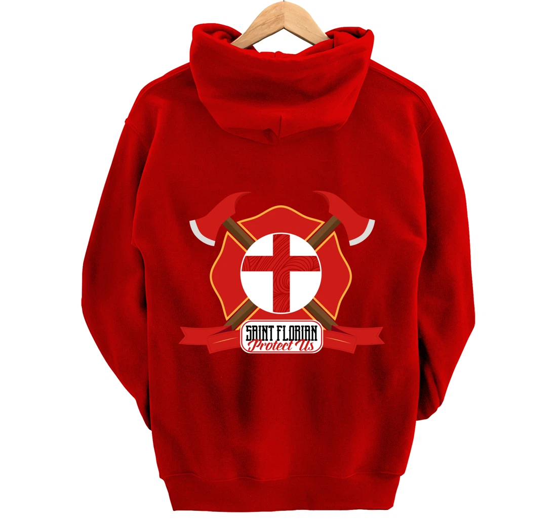 St Florian Patron Saint of Firefighters Shield Catholic Pullover Hoodie