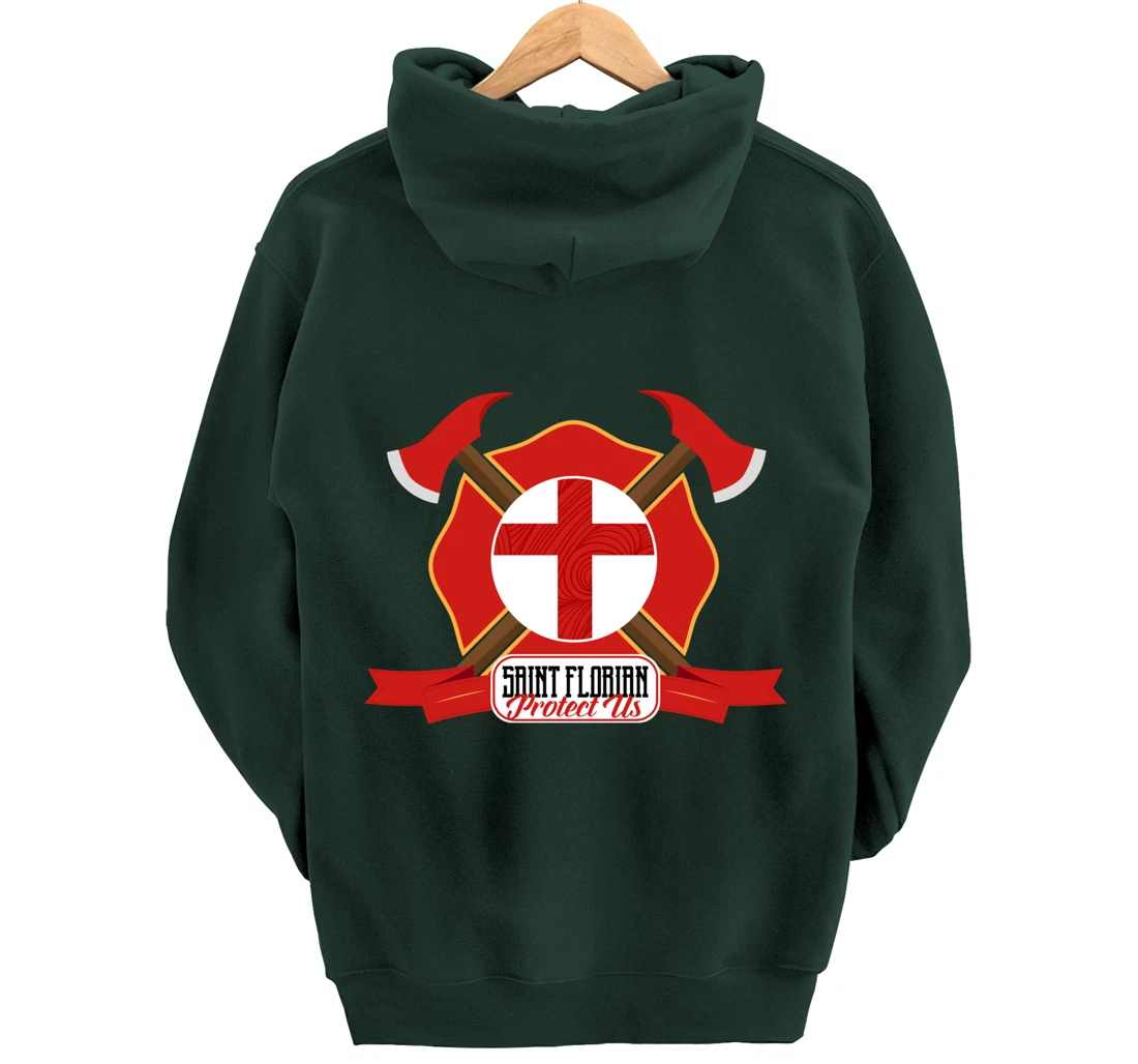St Florian Patron Saint of Firefighters Shield Catholic Pullover Hoodie