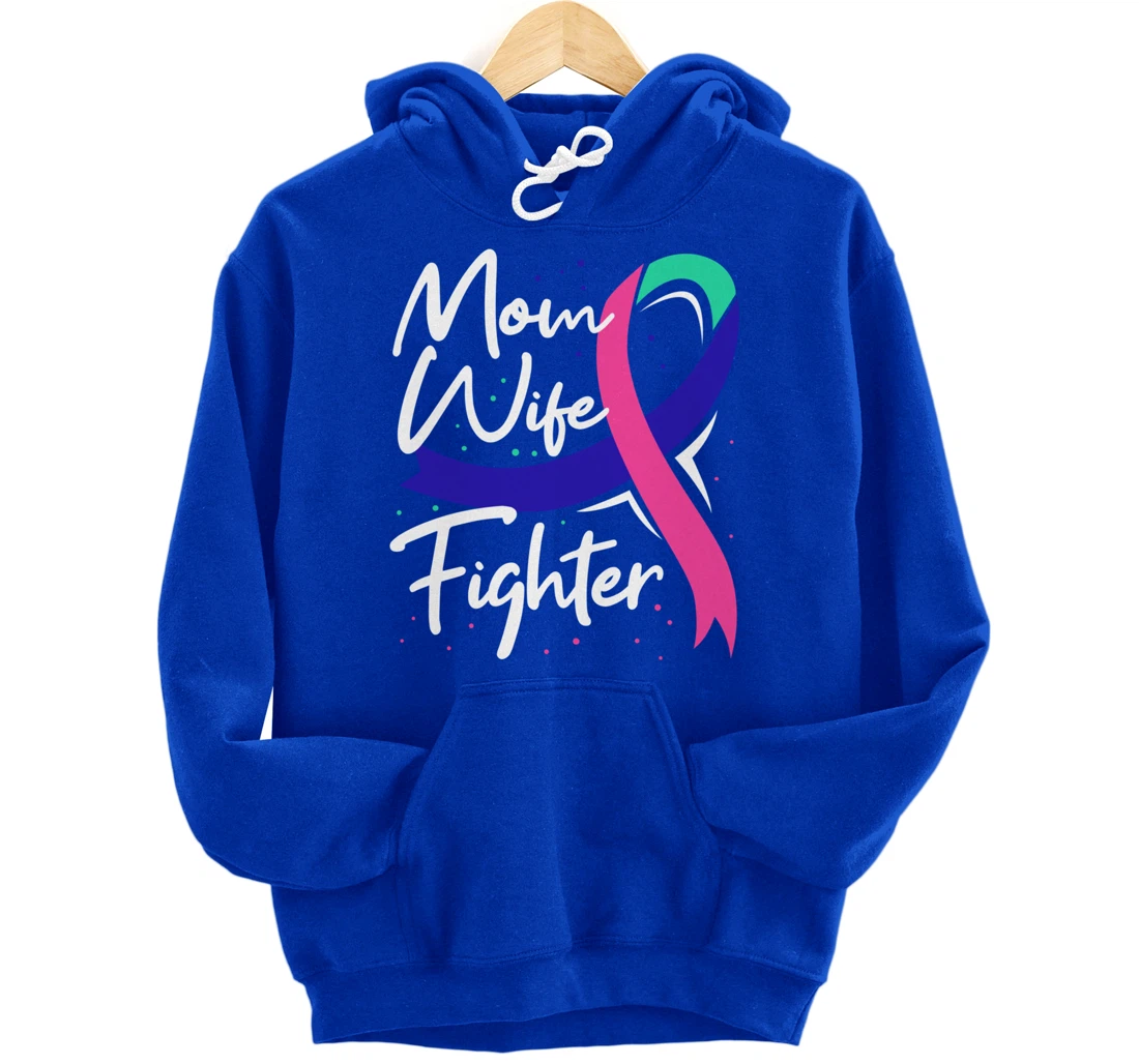 Thyroid Cancer Mom Wife Awareness Ribbon Gift Pullover Hoodie