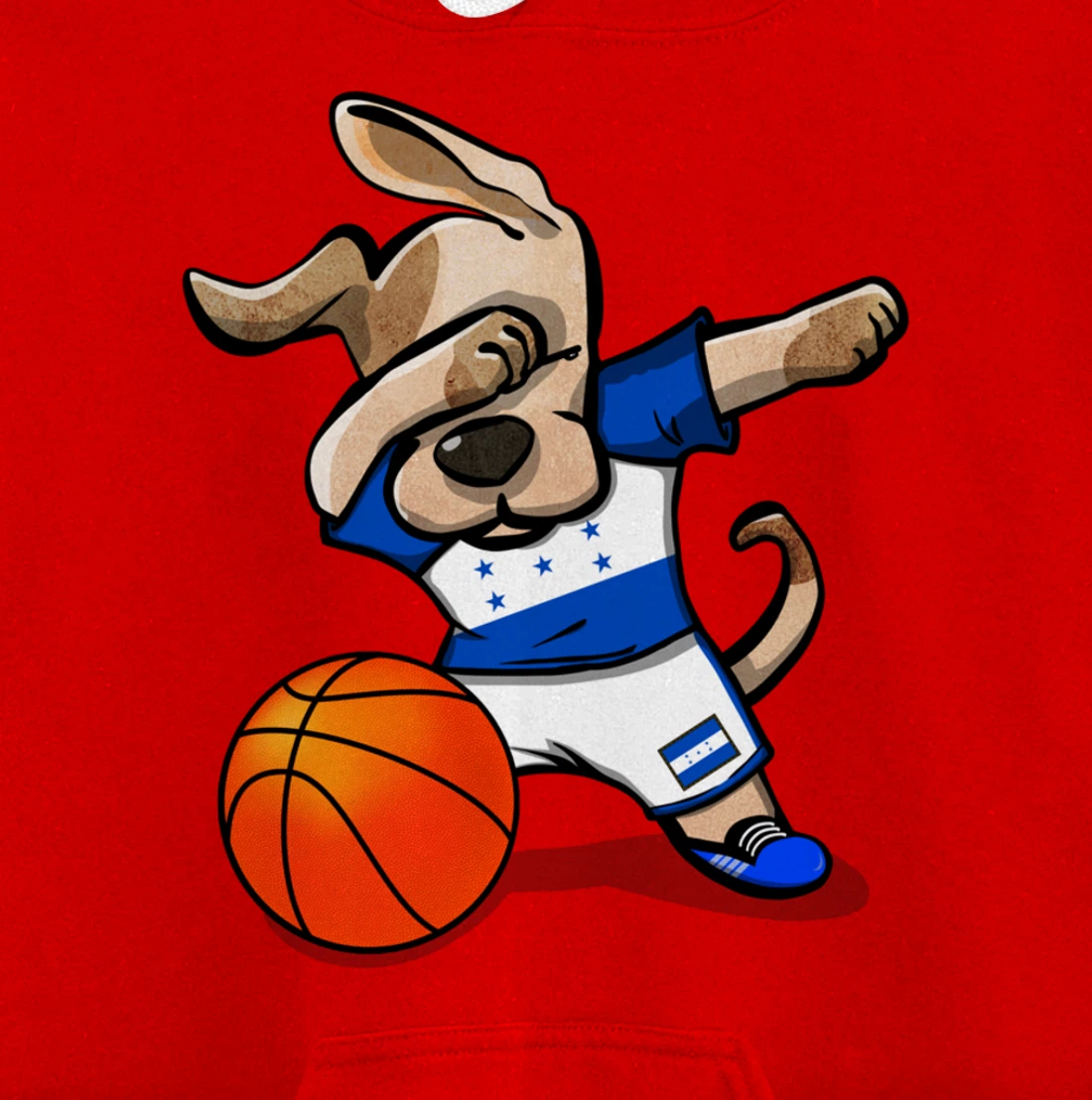 Dabbing Dog Honduras Basketball - Honduran Flag Sport Lover Pullover Hoodie