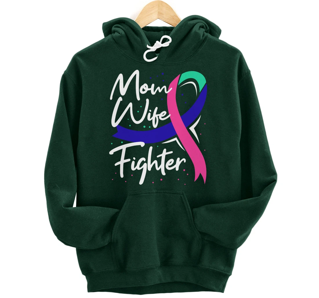 Thyroid Cancer Mom Wife Awareness Ribbon Gift Pullover Hoodie