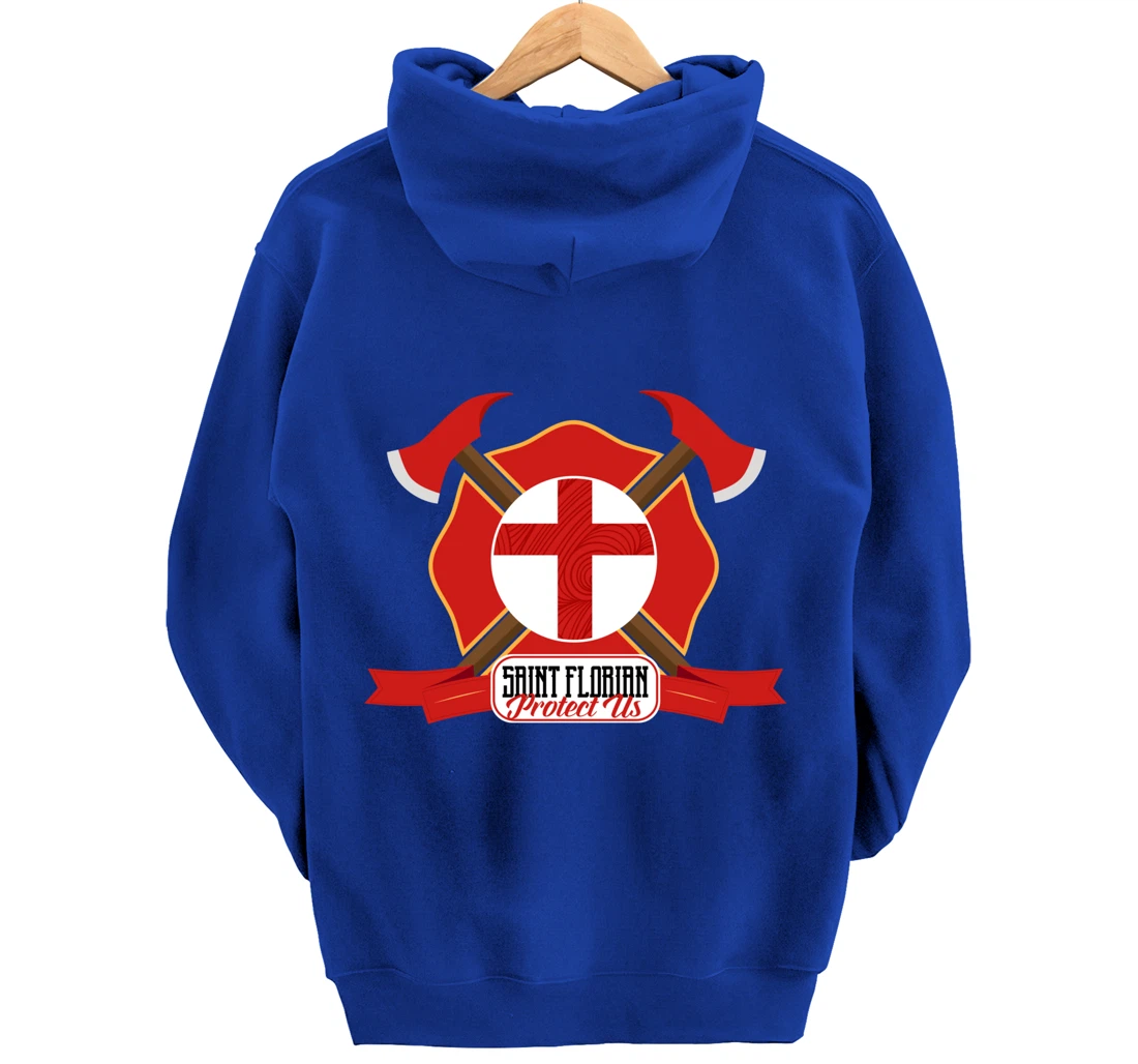 St Florian Patron Saint of Firefighters Shield Catholic Pullover Hoodie