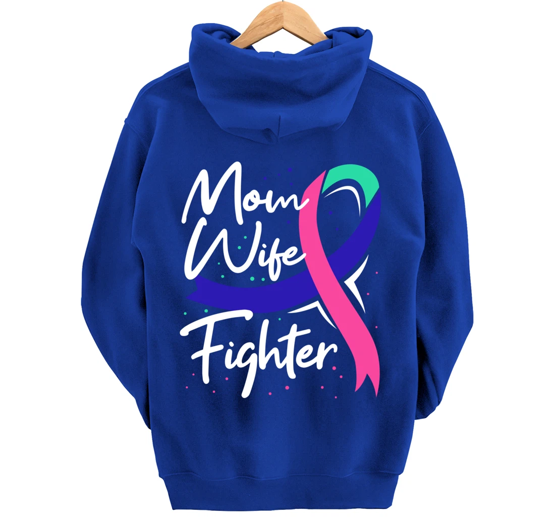 Thyroid Cancer Mom Wife Awareness Ribbon Gift Pullover Hoodie
