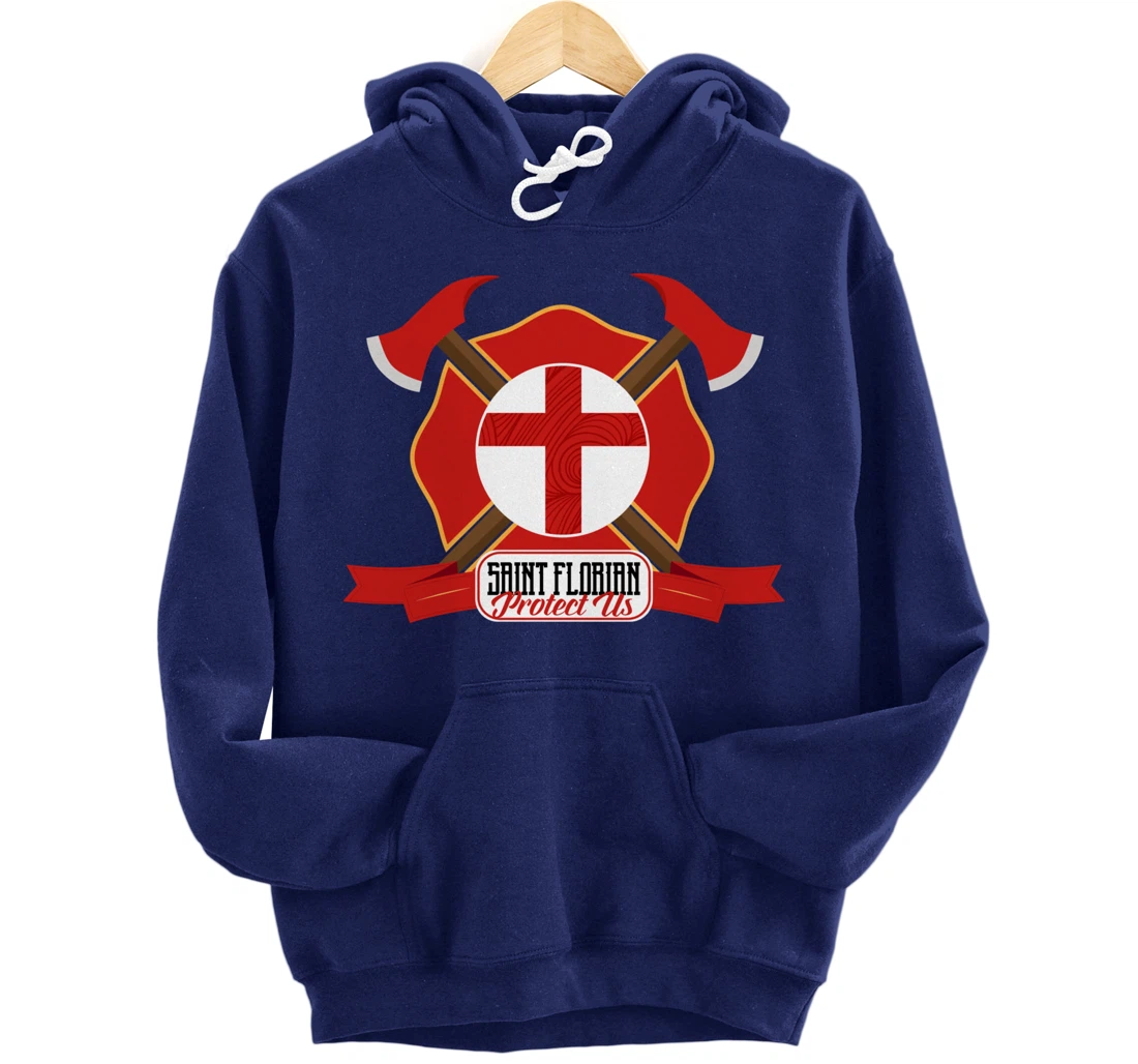 St Florian Patron Saint of Firefighters Shield Catholic Pullover Hoodie