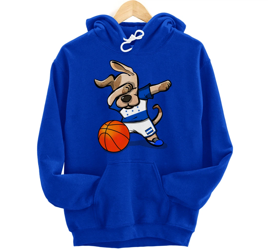 Dabbing Dog Honduras Basketball - Honduran Flag Sport Lover Pullover Hoodie