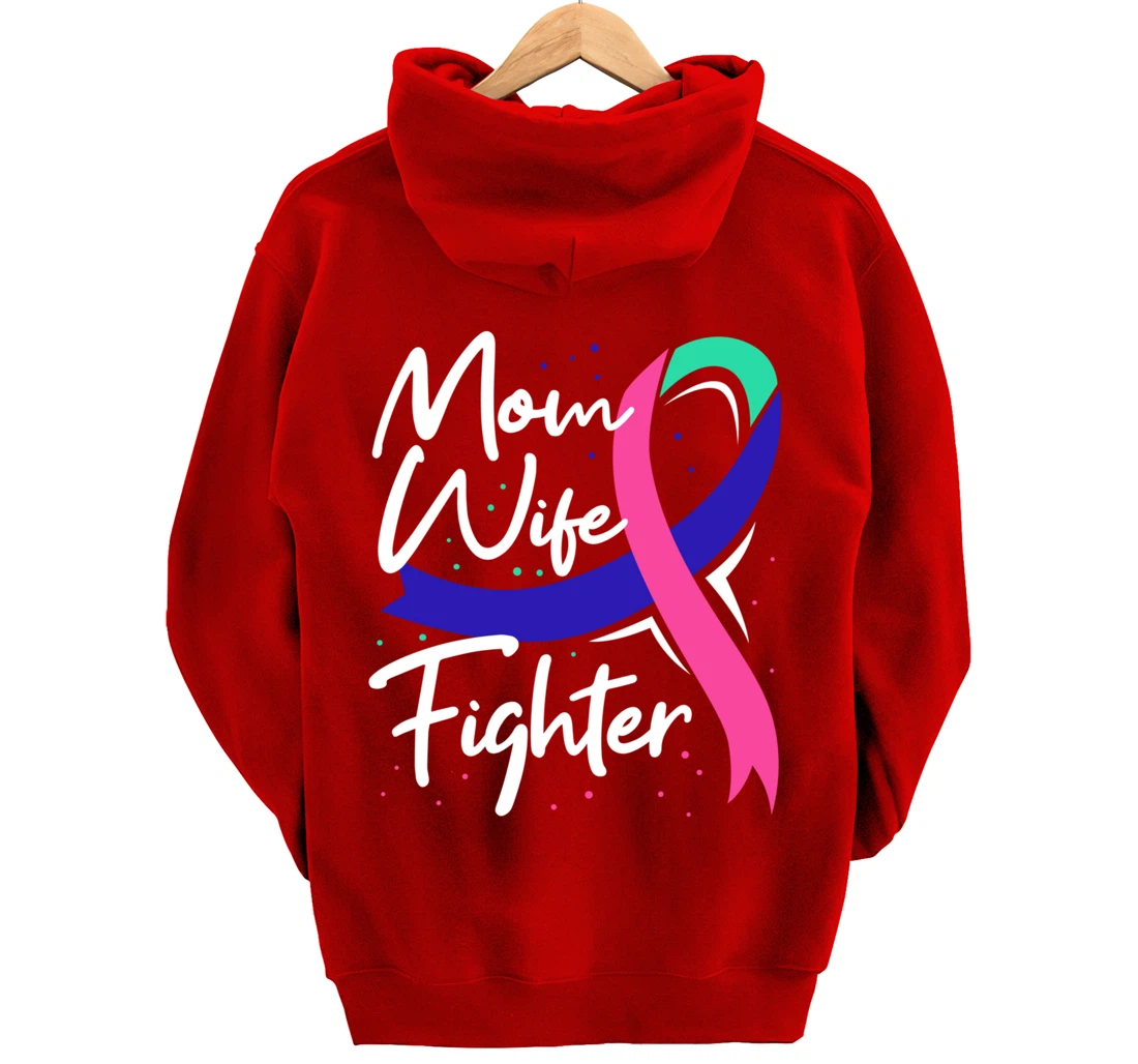 Thyroid Cancer Mom Wife Awareness Ribbon Gift Pullover Hoodie