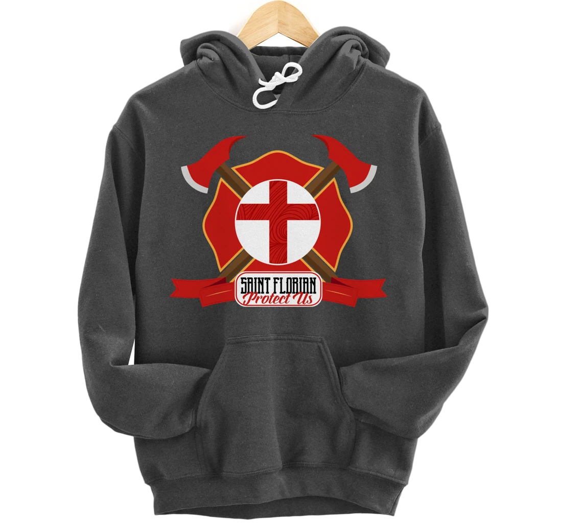 St Florian Patron Saint of Firefighters Shield Catholic Pullover Hoodie