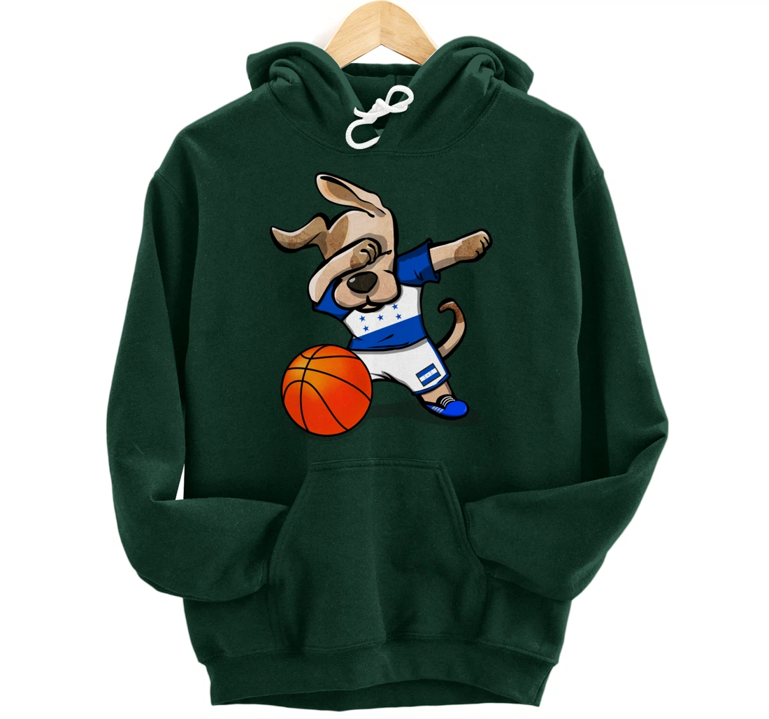 Dabbing Dog Honduras Basketball - Honduran Flag Sport Lover Pullover Hoodie