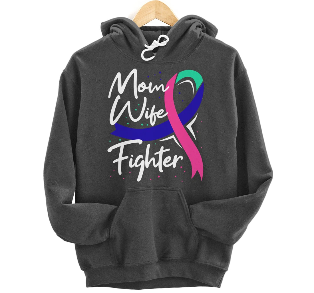 Thyroid Cancer Mom Wife Awareness Ribbon Gift Pullover Hoodie