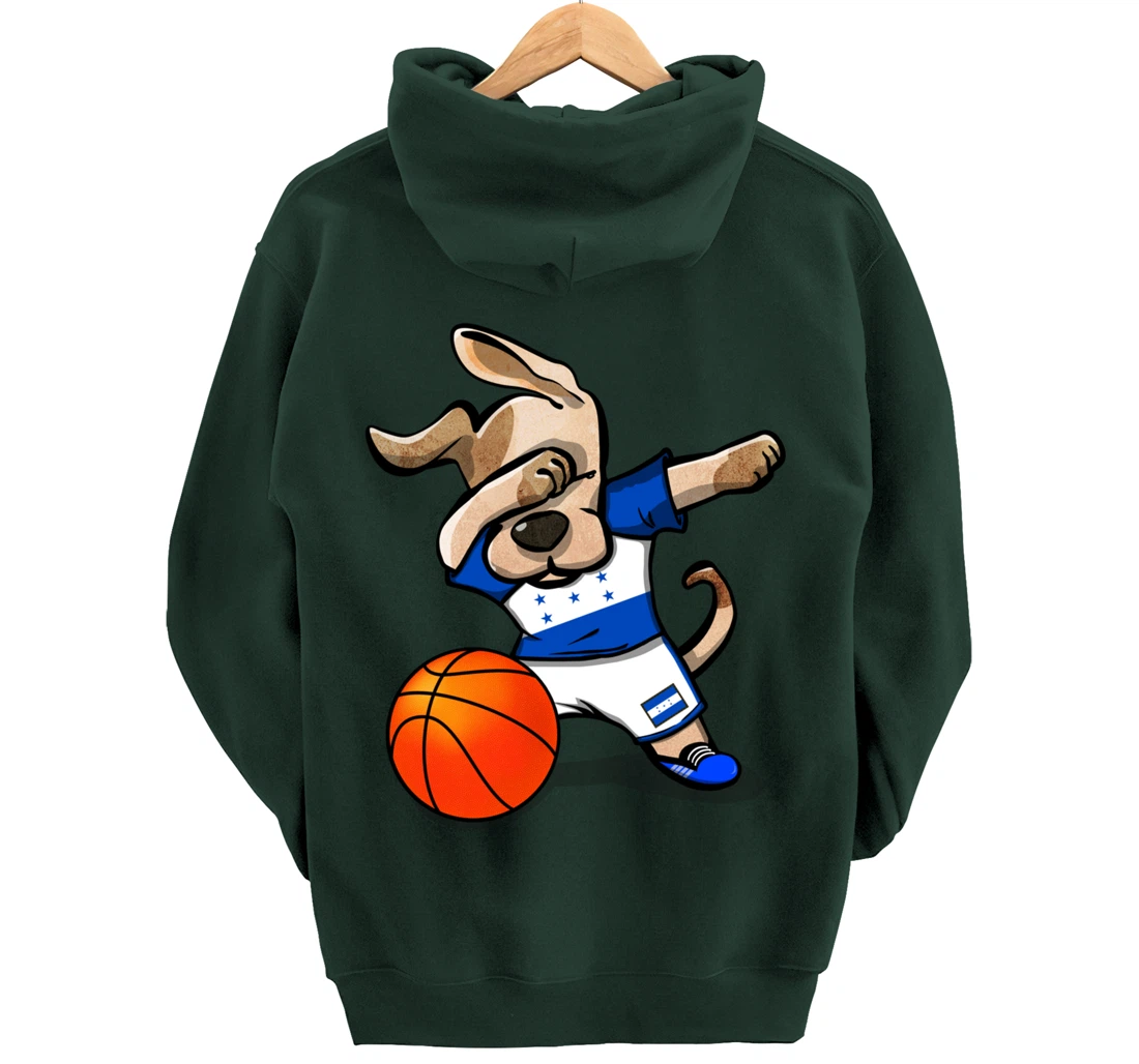 Dabbing Dog Honduras Basketball - Honduran Flag Sport Lover Pullover Hoodie