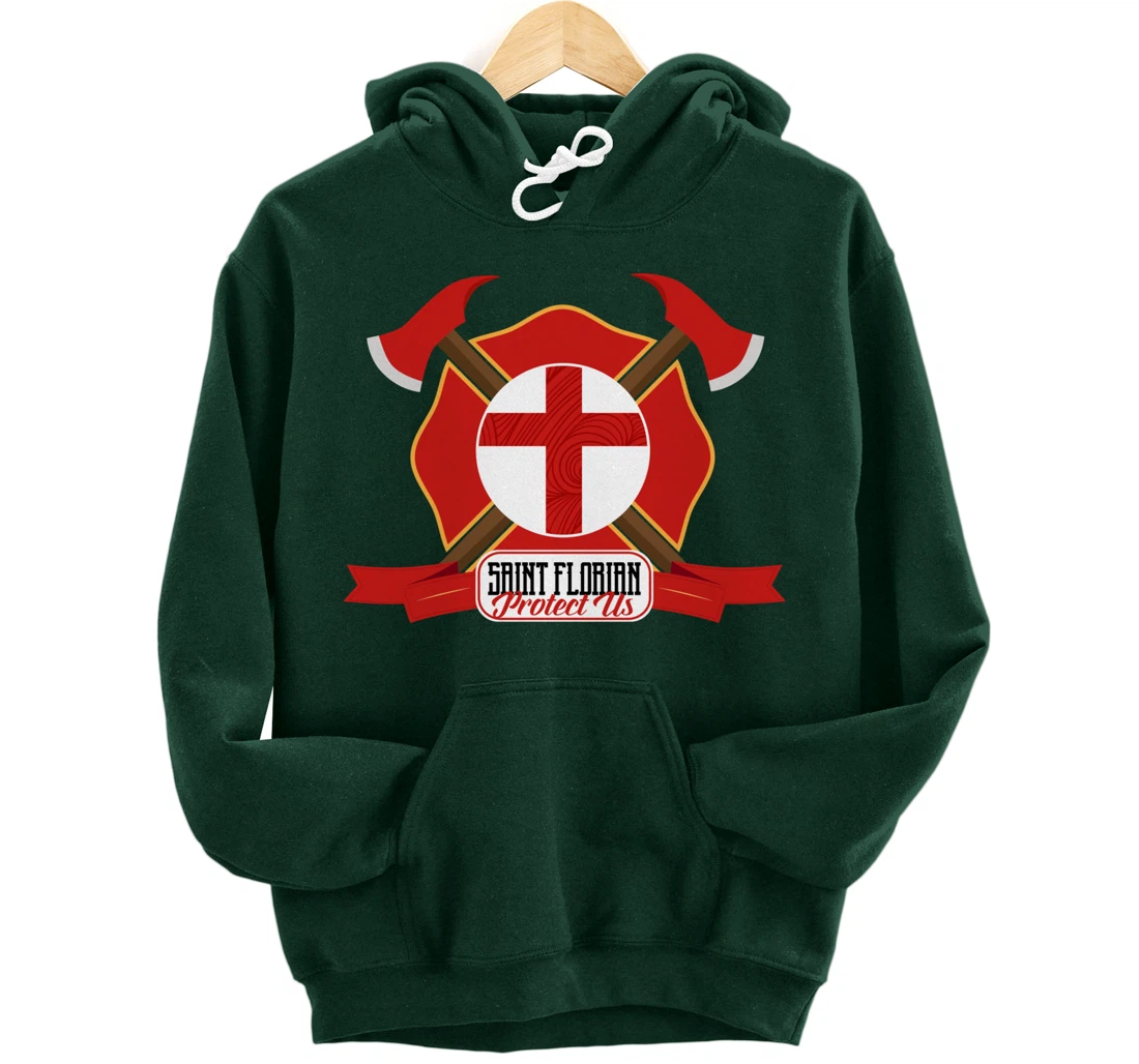 St Florian Patron Saint of Firefighters Shield Catholic Pullover Hoodie