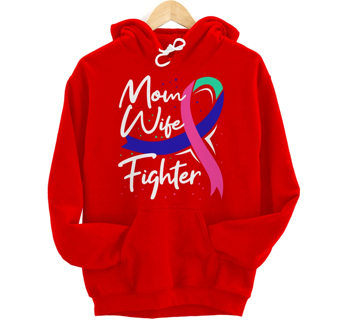 Thyroid Cancer Mom Wife Awareness Ribbon Gift Pullover Hoodie