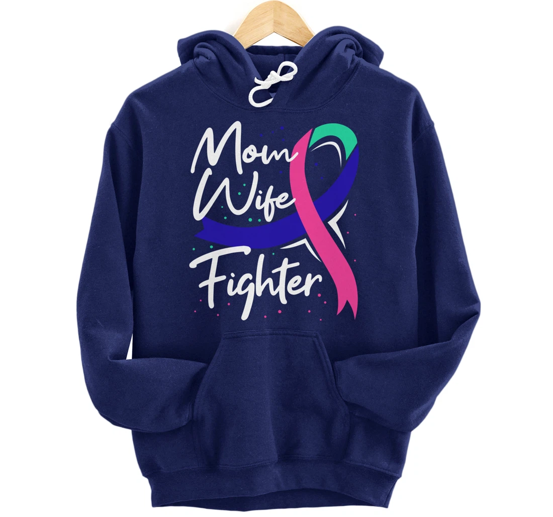 Thyroid Cancer Mom Wife Awareness Ribbon Gift Pullover Hoodie