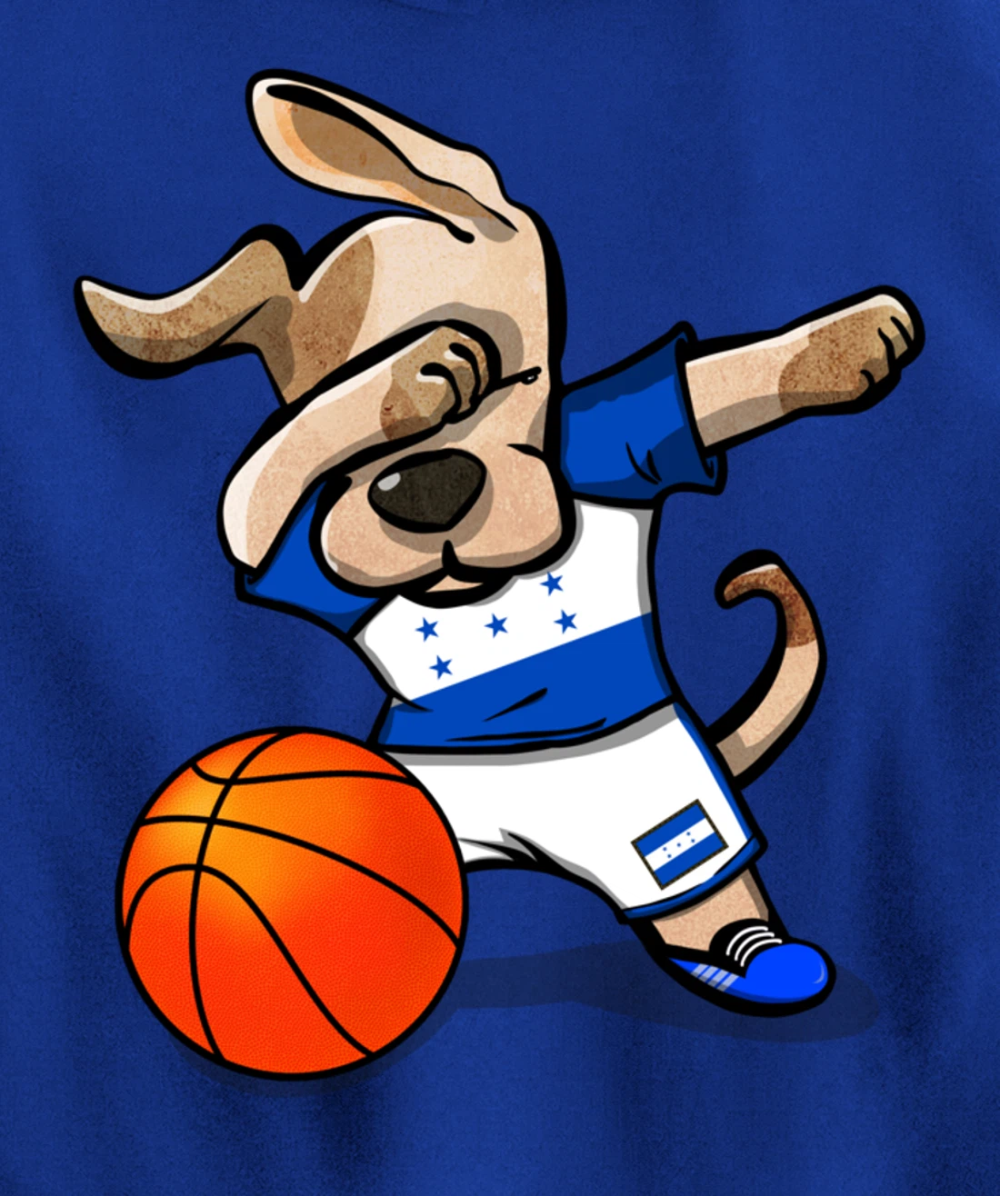 Dabbing Dog Honduras Basketball - Honduran Flag Sport Lover Pullover Hoodie