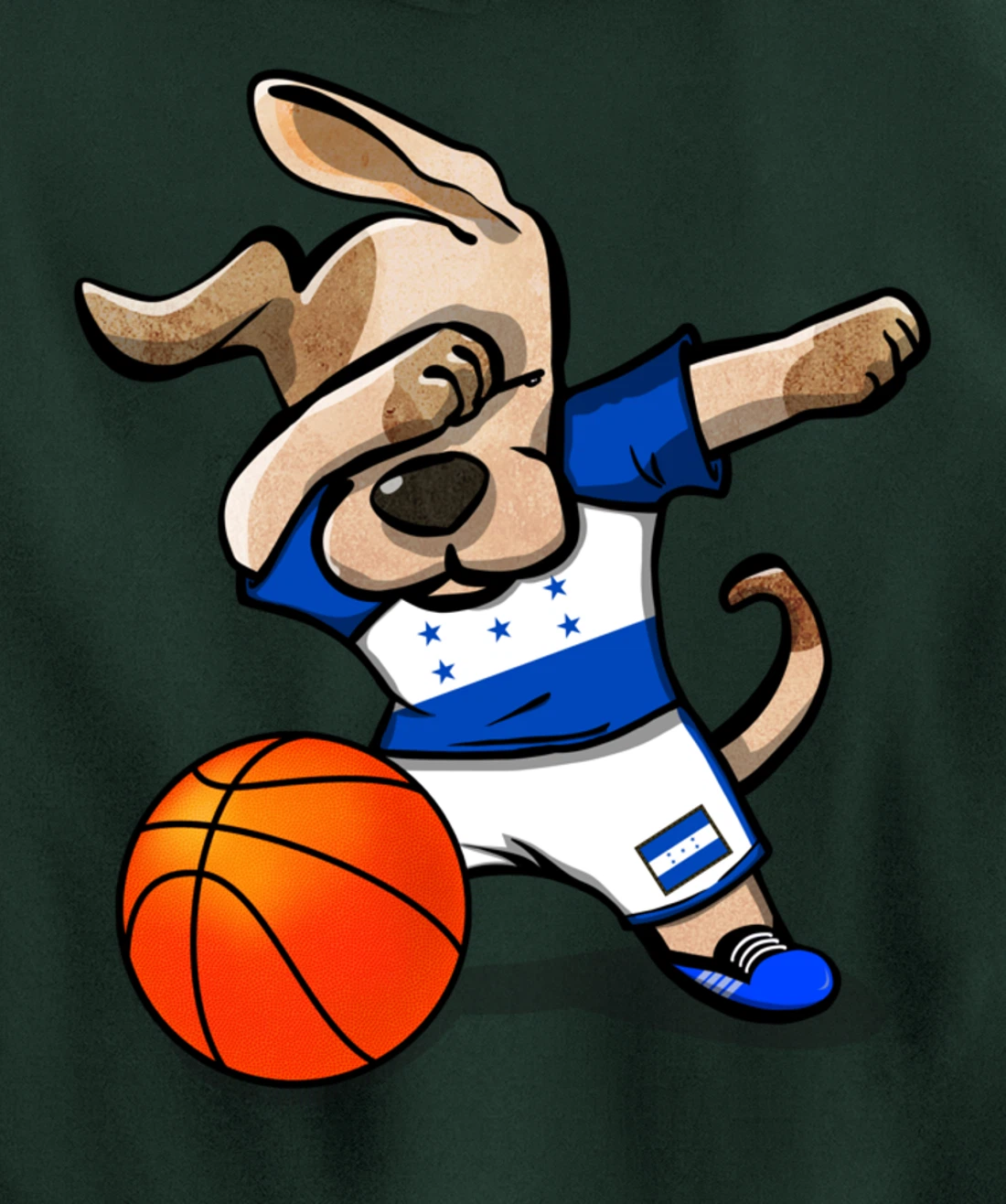 Dabbing Dog Honduras Basketball - Honduran Flag Sport Lover Pullover Hoodie