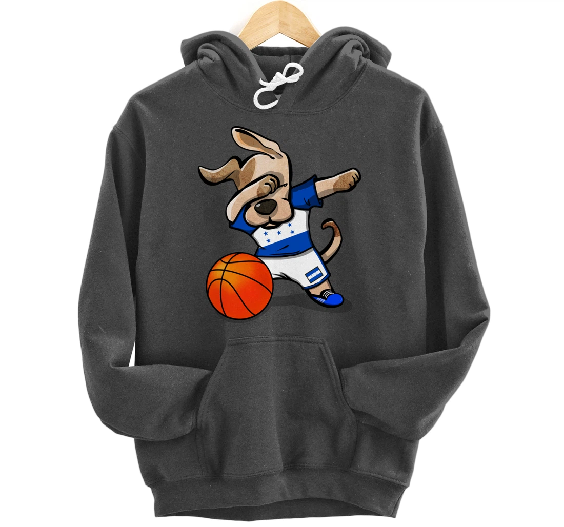 Dabbing Dog Honduras Basketball - Honduran Flag Sport Lover Pullover Hoodie