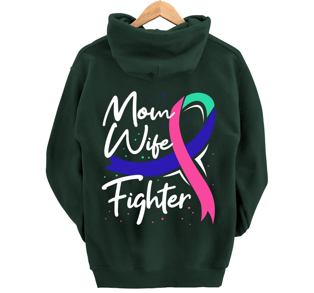 Thyroid Cancer Mom Wife Awareness Ribbon Gift Pullover Hoodie