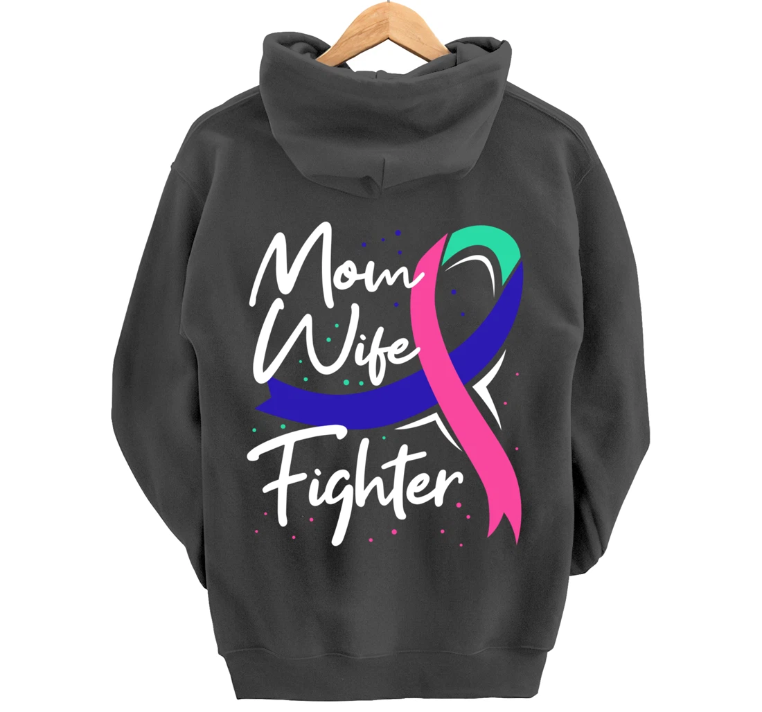 Thyroid Cancer Mom Wife Awareness Ribbon Gift Pullover Hoodie