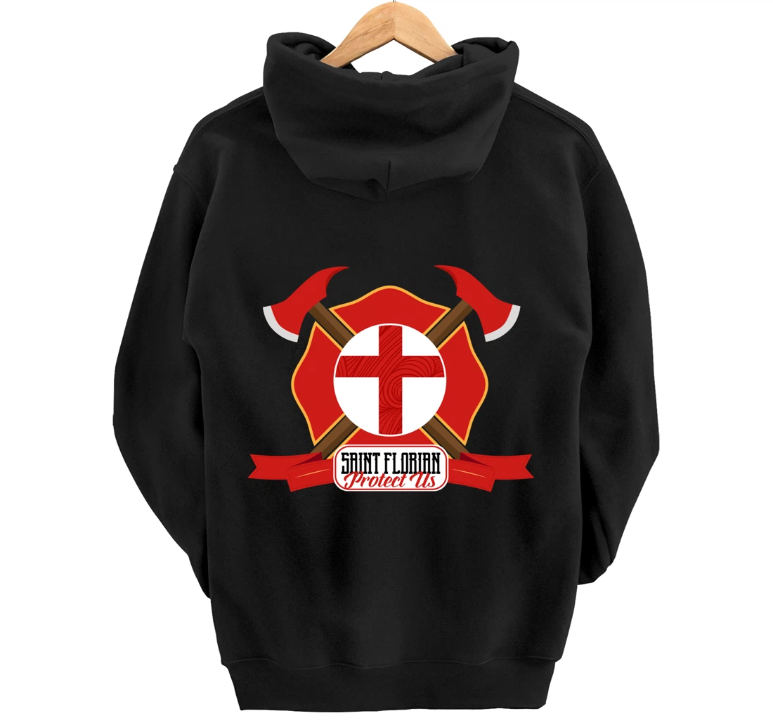 St Florian Patron Saint of Firefighters Shield Catholic Pullover Hoodie