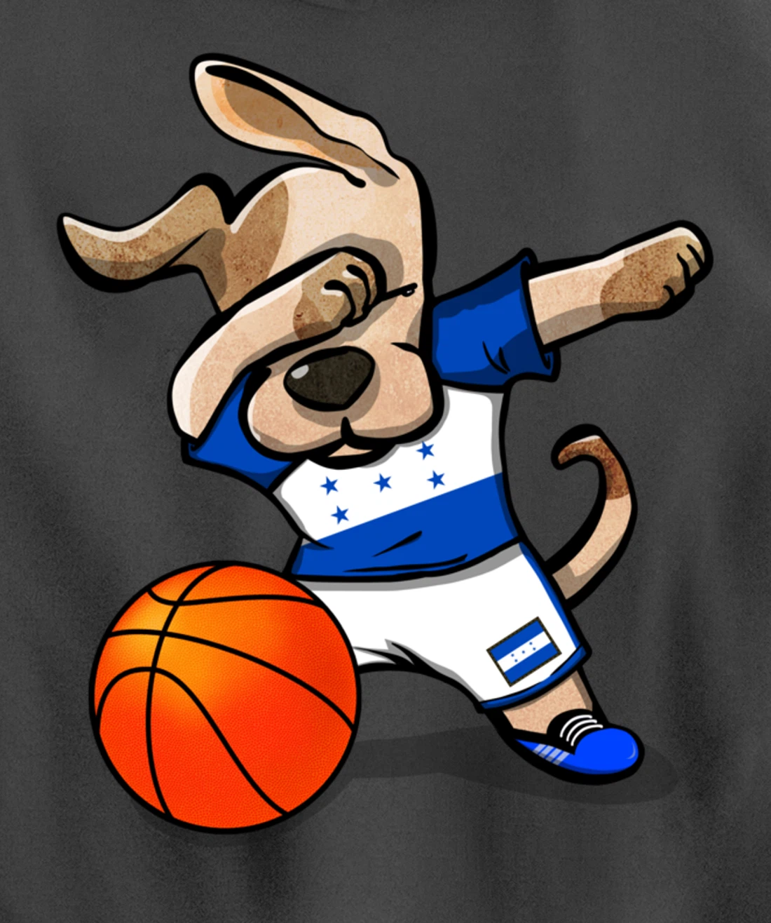 Dabbing Dog Honduras Basketball - Honduran Flag Sport Lover Pullover Hoodie