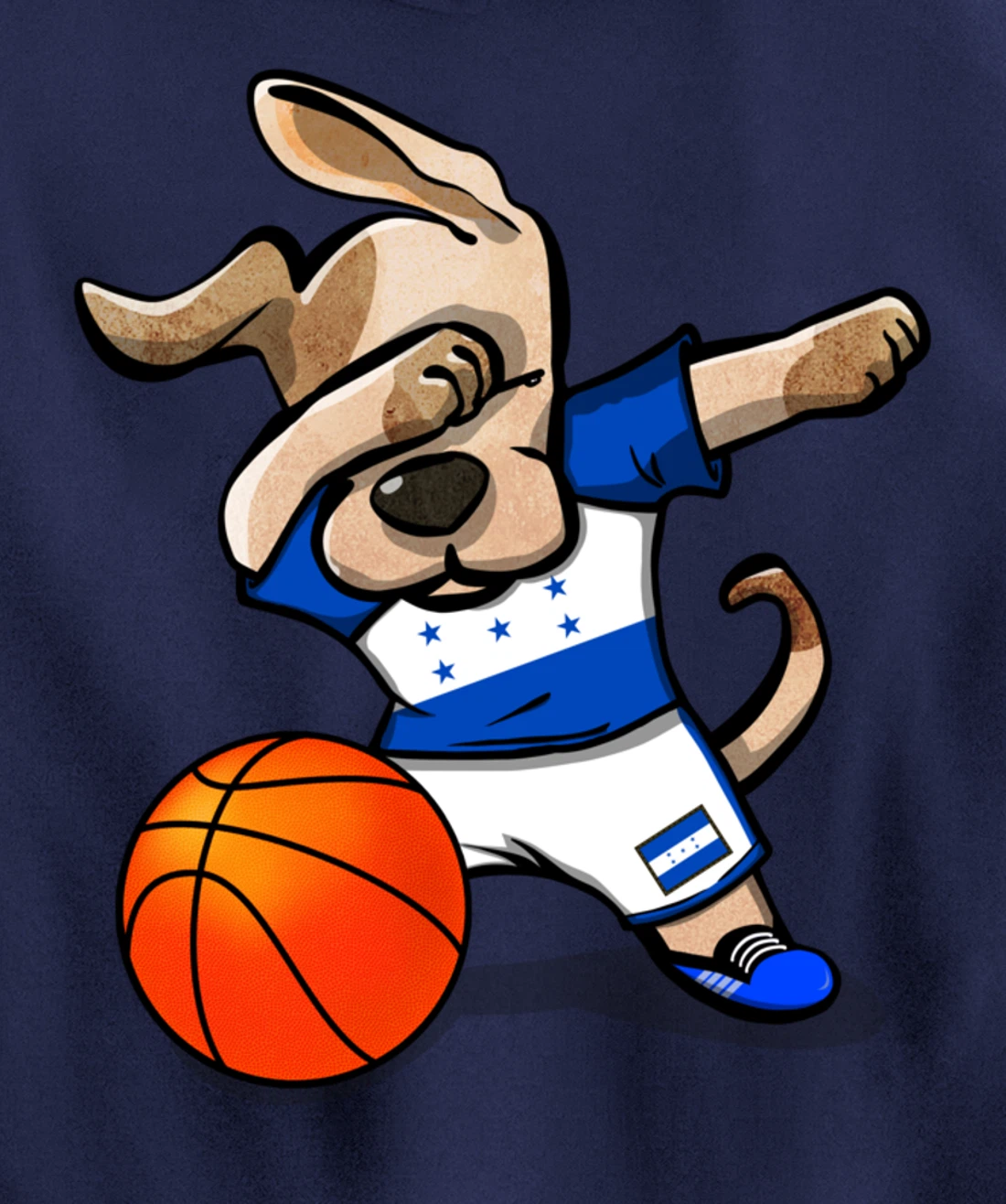 Dabbing Dog Honduras Basketball - Honduran Flag Sport Lover Pullover Hoodie