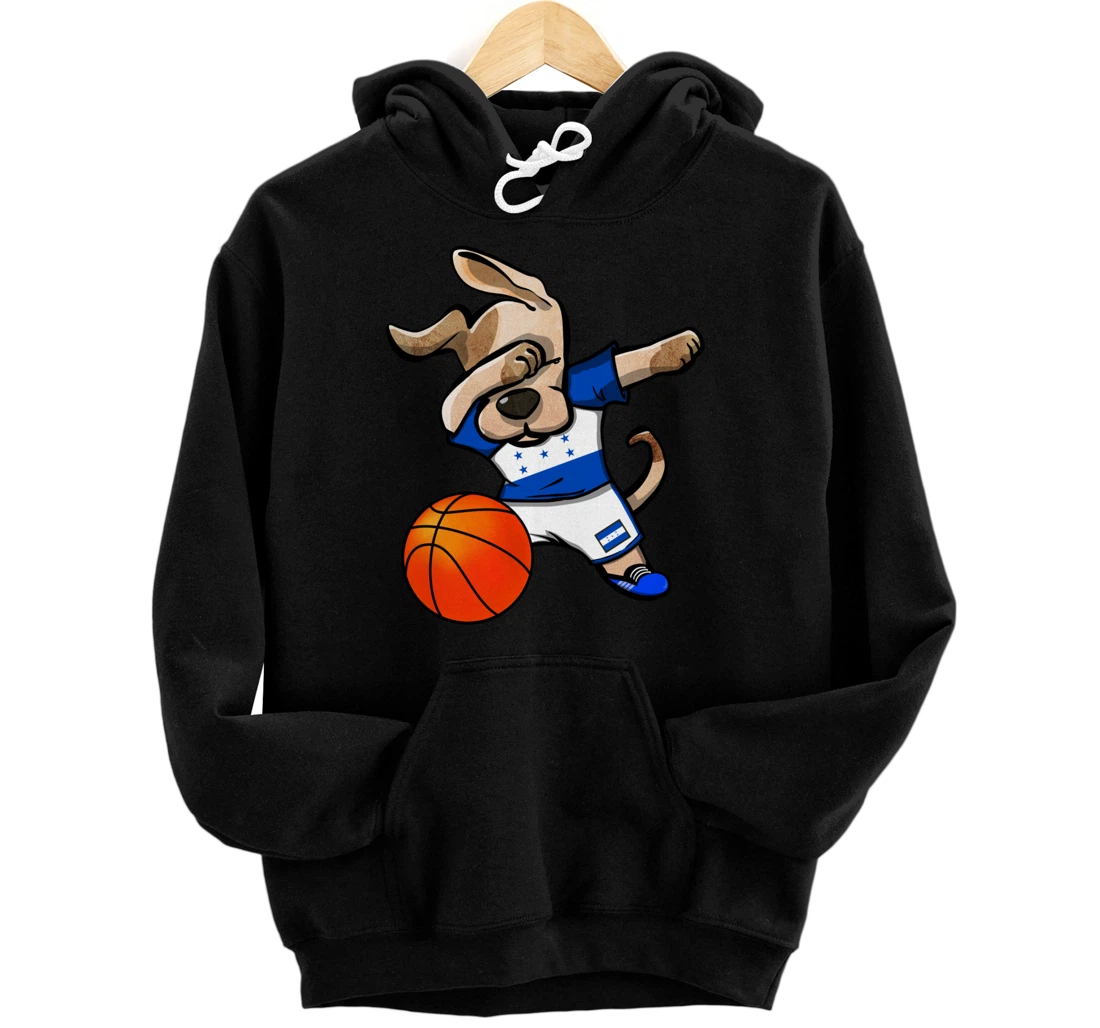 Dabbing Dog Honduras Basketball - Honduran Flag Sport Lover Pullover Hoodie