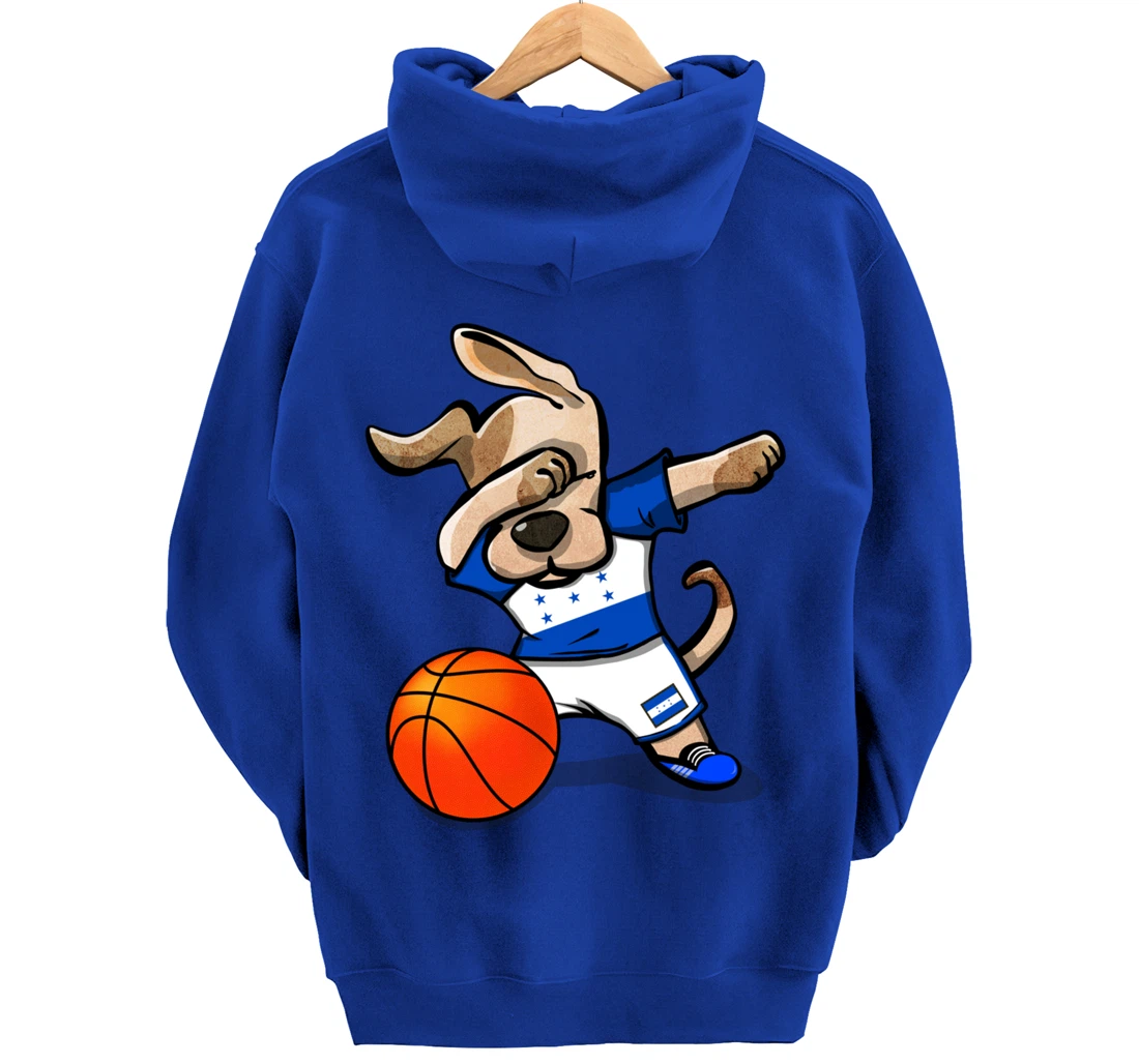 Dabbing Dog Honduras Basketball - Honduran Flag Sport Lover Pullover Hoodie