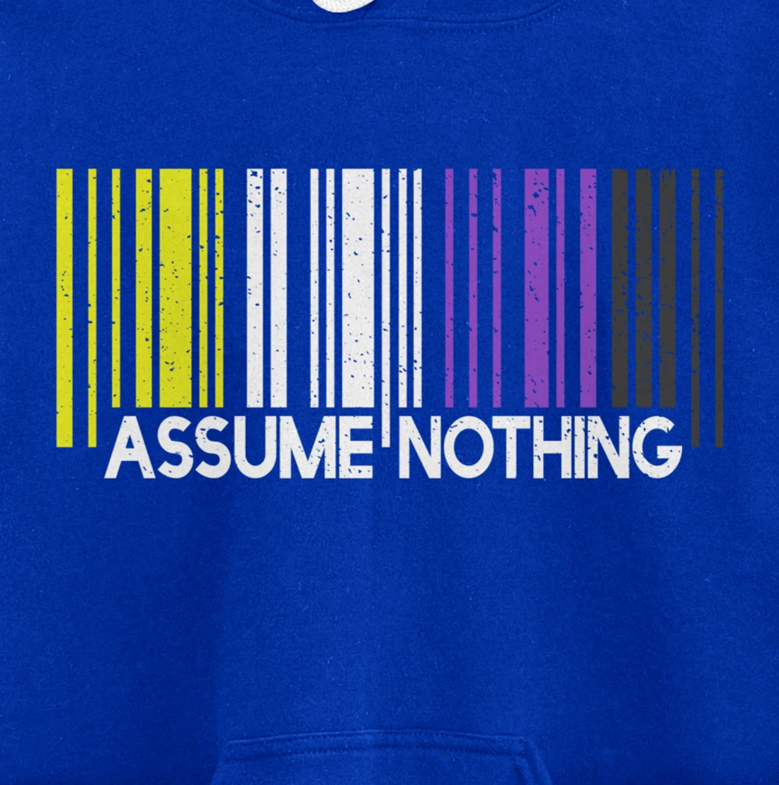Assume Nothing Nonbinary Flag Barcode Enby Genderqueer LGBT Pullover Hoodie