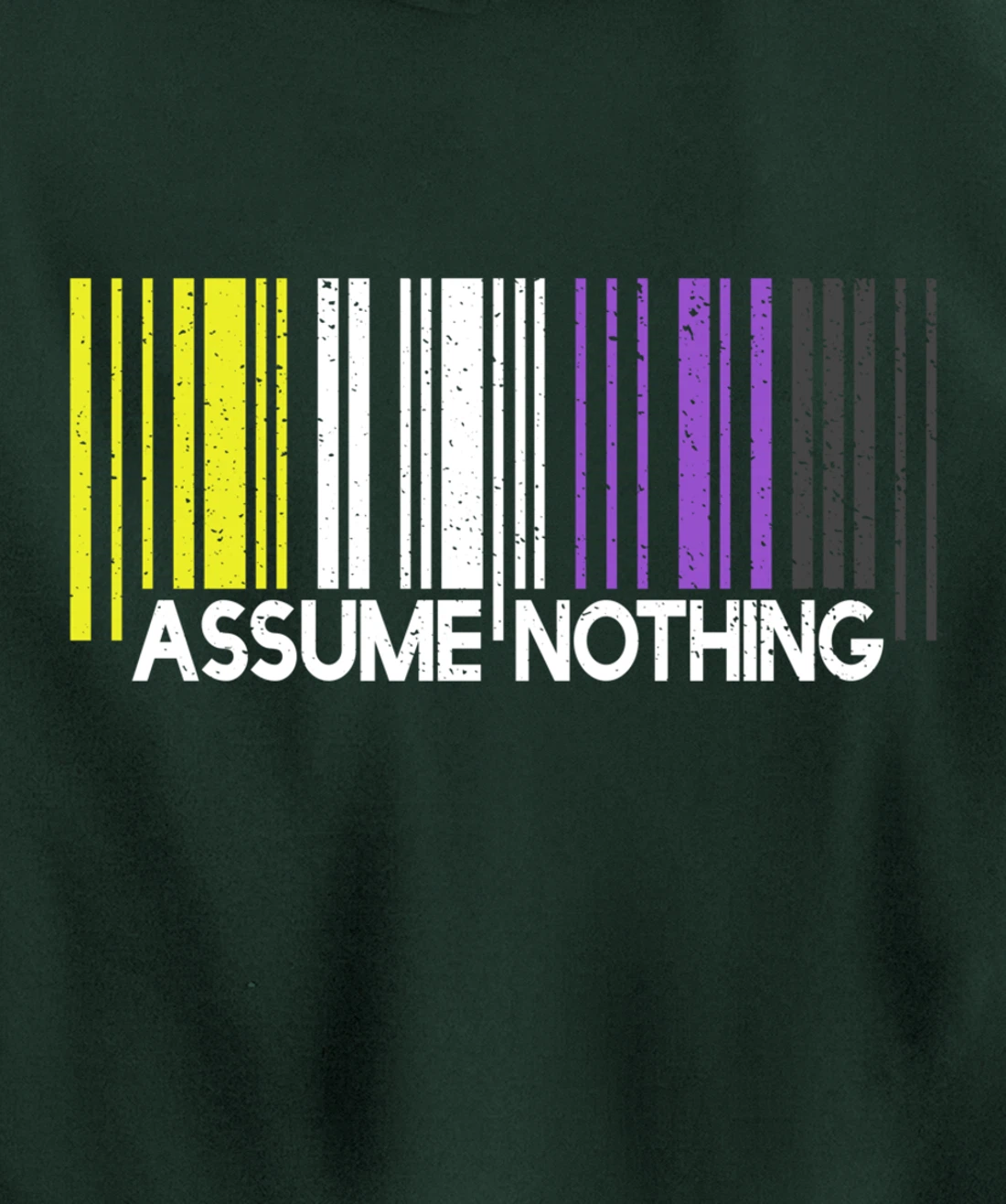 Assume Nothing Nonbinary Flag Barcode Enby Genderqueer LGBT Pullover Hoodie