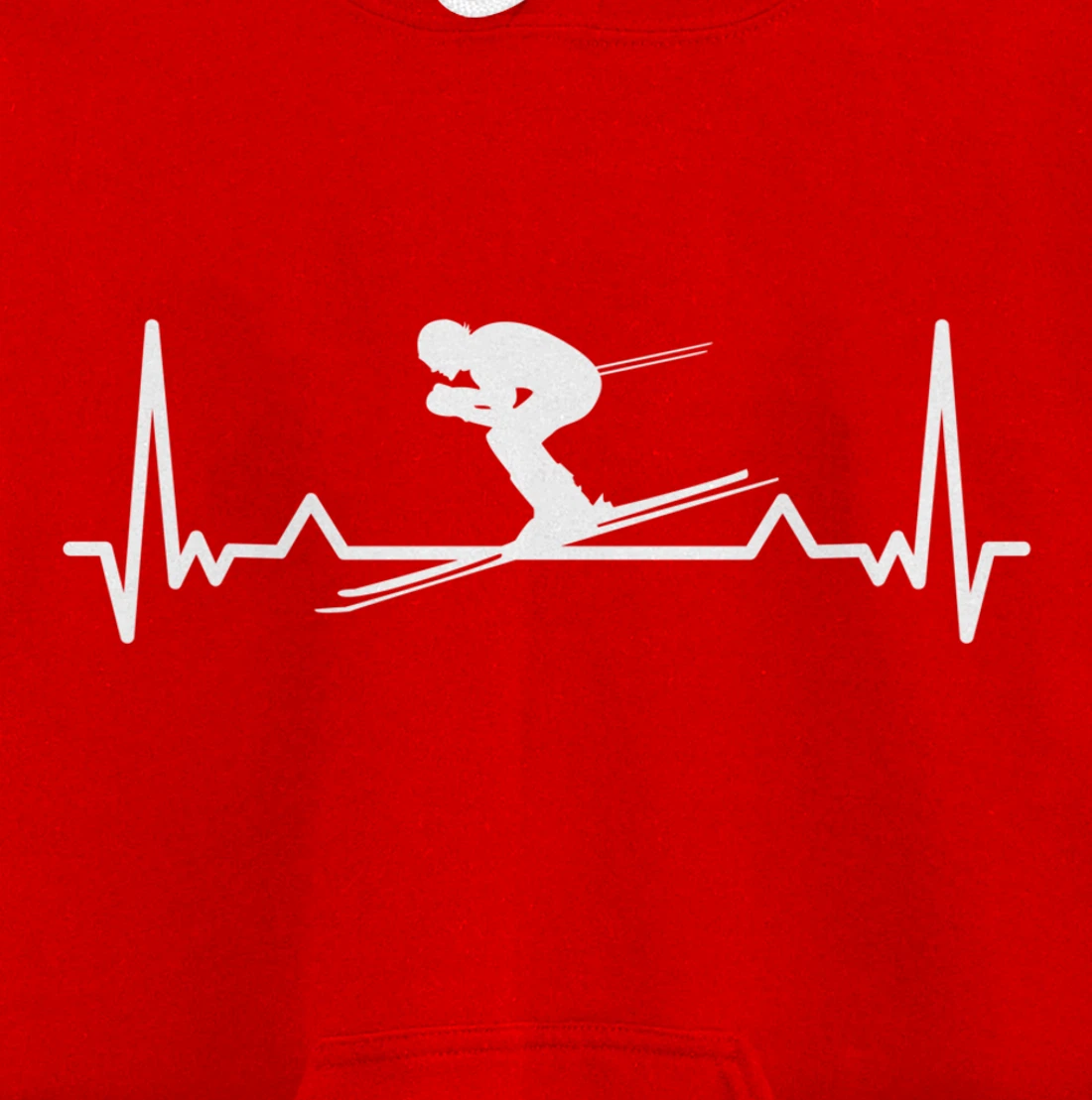 Skiing Heartbeat Line Funny Gift Pullover Hoodie