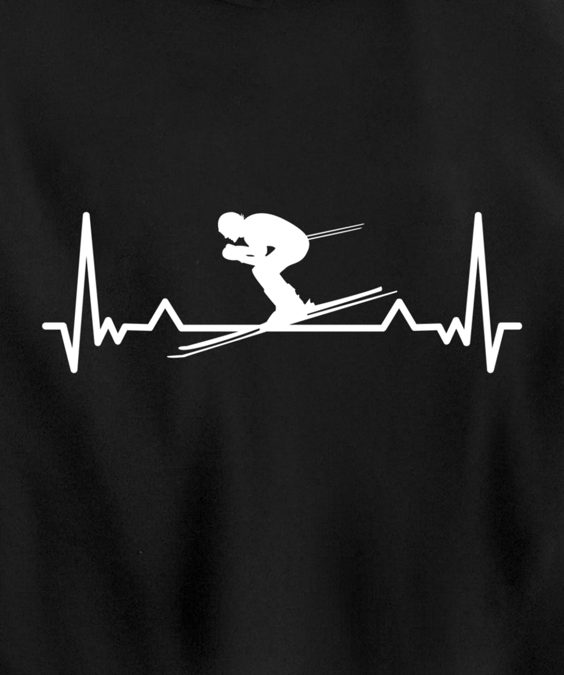 Skiing Heartbeat Line Funny Gift Pullover Hoodie