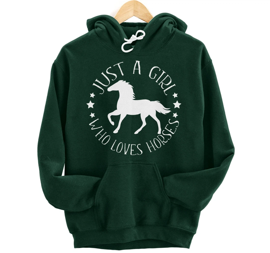 Just A Girl Who Loves Horses Funny Gift for Horse Riders Pullover Hoodie