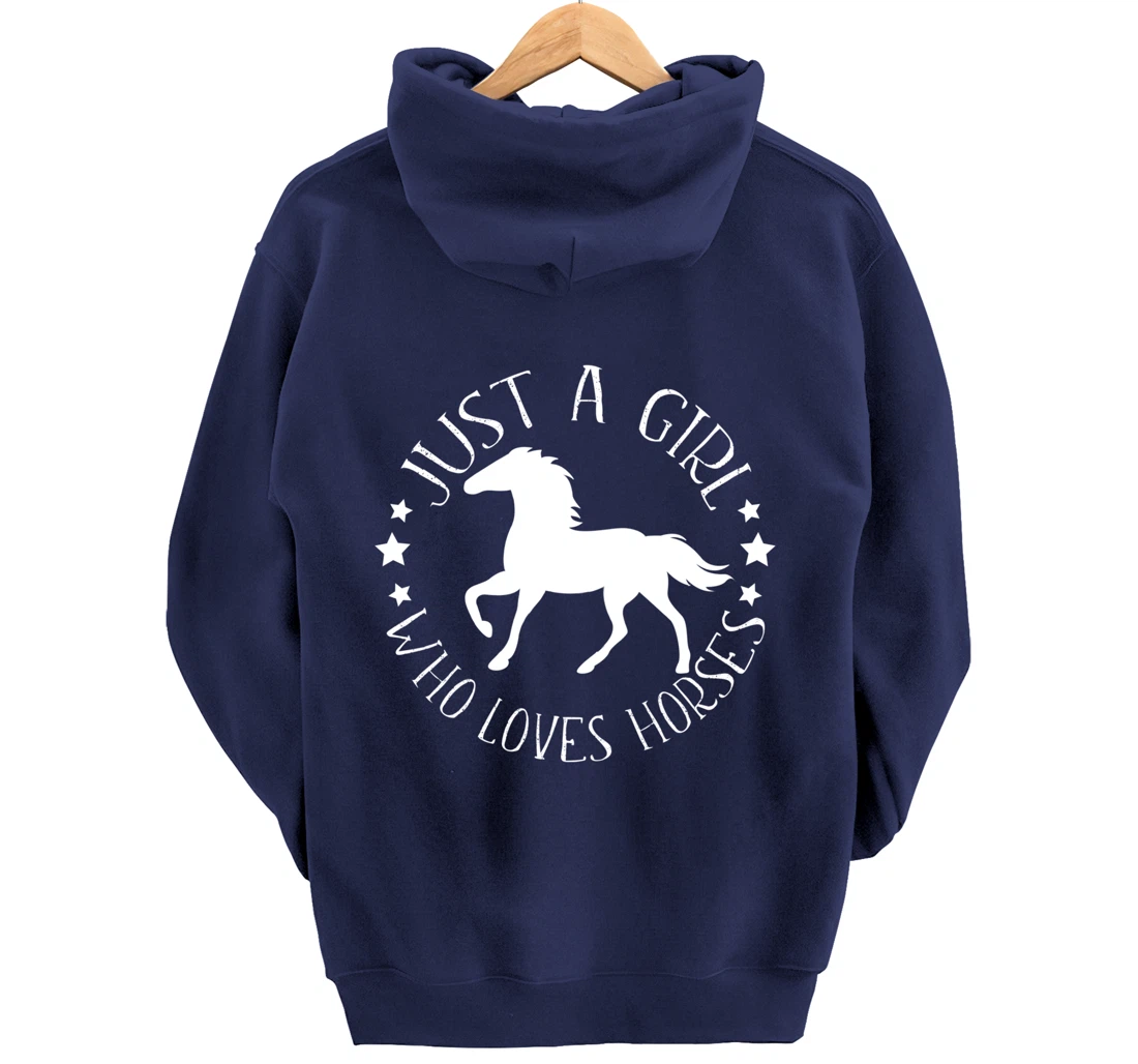 Just A Girl Who Loves Horses Funny Gift for Horse Riders Pullover Hoodie