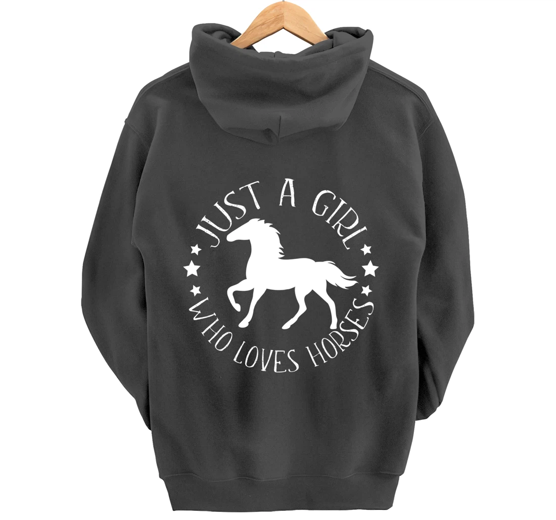Just A Girl Who Loves Horses Funny Gift for Horse Riders Pullover Hoodie