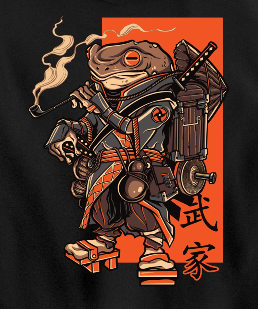 Japanese Toad Ninja Samurai Katana Sword Pullover Hoodie